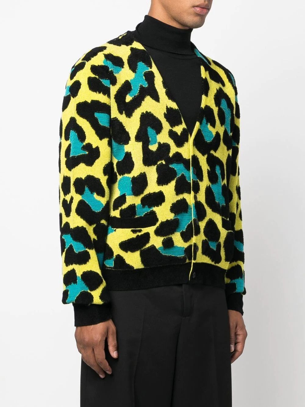 Versace o1y0525 Leopard-print V-neck Cardigan in Multicolor Size US M / EU 48-50 / 2 - 3 Thumbnail