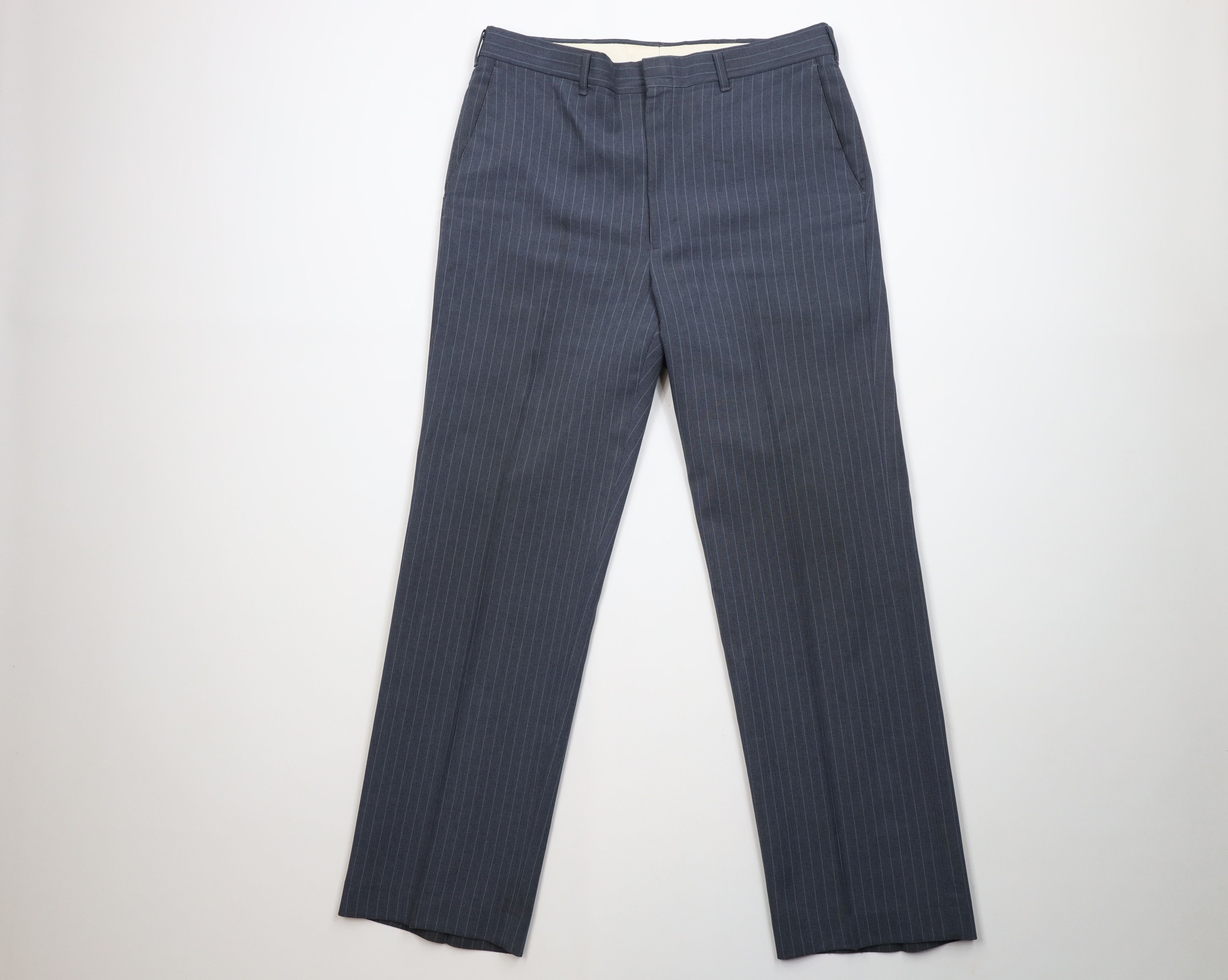 Vintage Vntage 70s Streetwear Pinstriped Knit Wide Leg Chino Pants Size US 34 / EU 50 - 1 Thumbnail