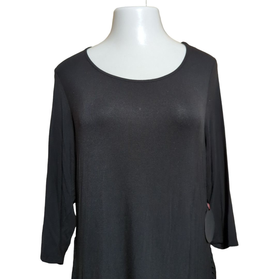 Other FRENCH BLUE Black Stretch Fringe Top 3/4 Sleeve Plus Size 2X Size XXL / US 16-18 / IT 52-54 - 6 Thumbnail