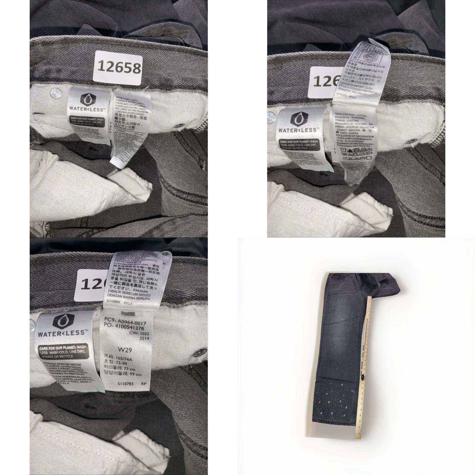 Levi's VINTAGE Levi’s Low Pro Straight Jeans Womens 29 NWT12658 Charcoal Grey Splattered Cotton Blend Denim Members Mens Womens Size 29" - 8 Thumbnail