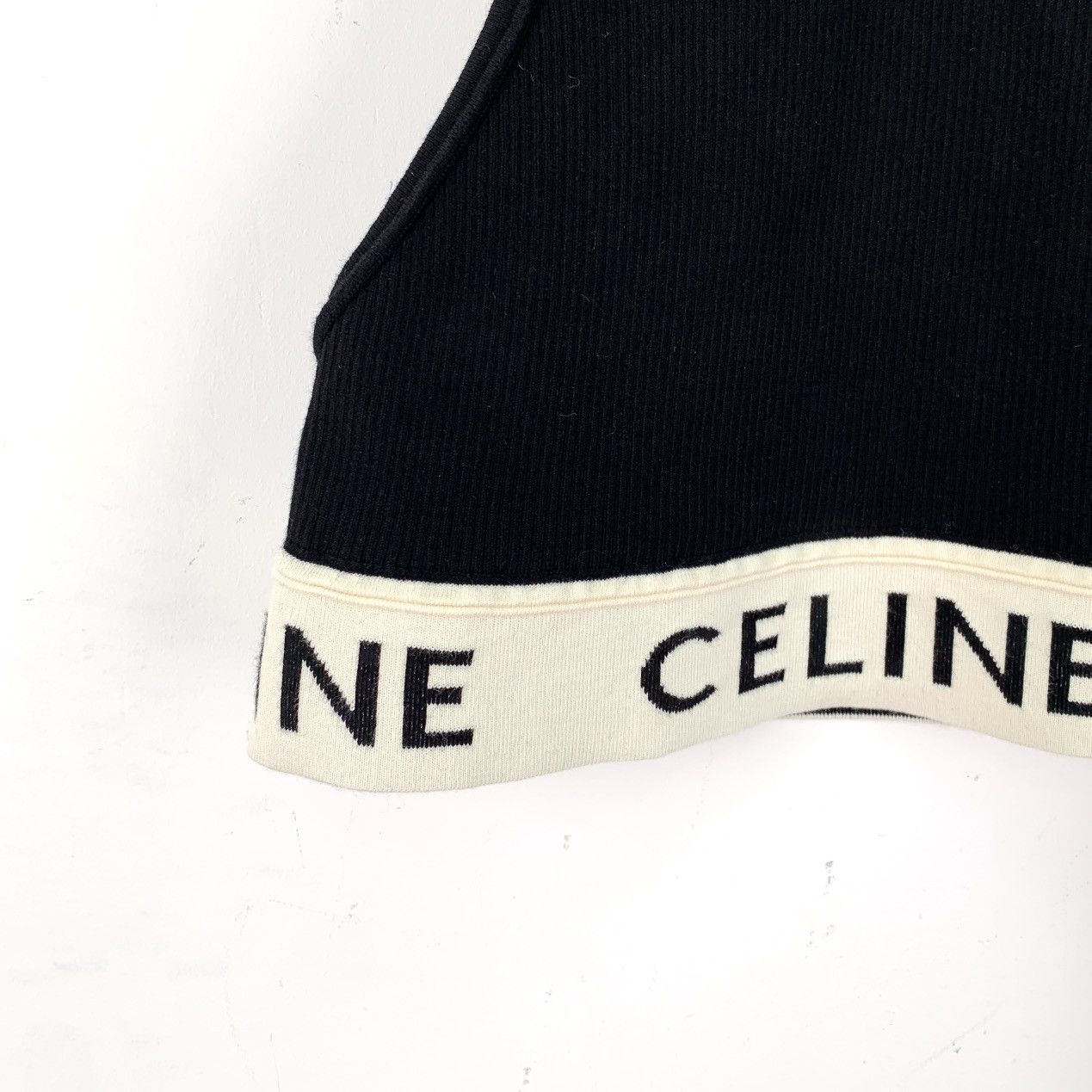Celine Celine Black Logo Monogram Cotton Knit Tank Top Size XS / US 0-2 / IT 36-38 - 4 Thumbnail