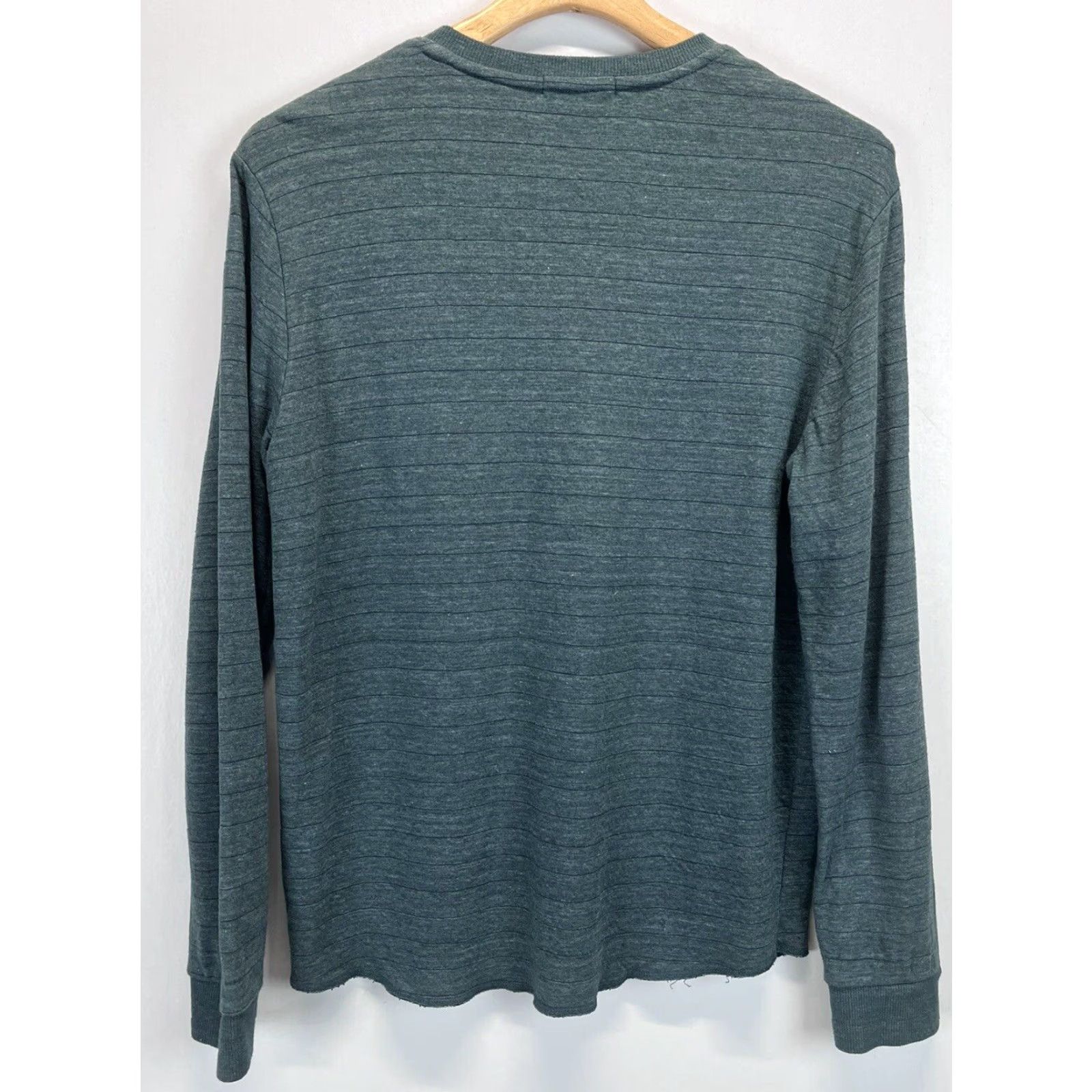 Marine Layer Marine Layer Henley Shirt Mens Medium Green Long Sleeve Striped Pullover Button-Up Size US M / EU 48-50 / 2 - 2 Thumbnail