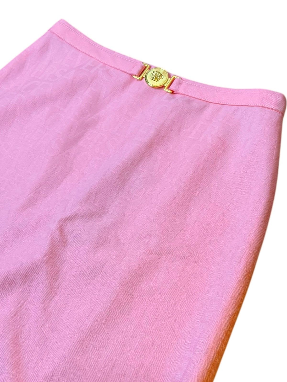 Versace Versace Pink Wool Skirt with Medusa Belt - Size 44 Size 30" / US 8 / IT 44 - 3 Thumbnail