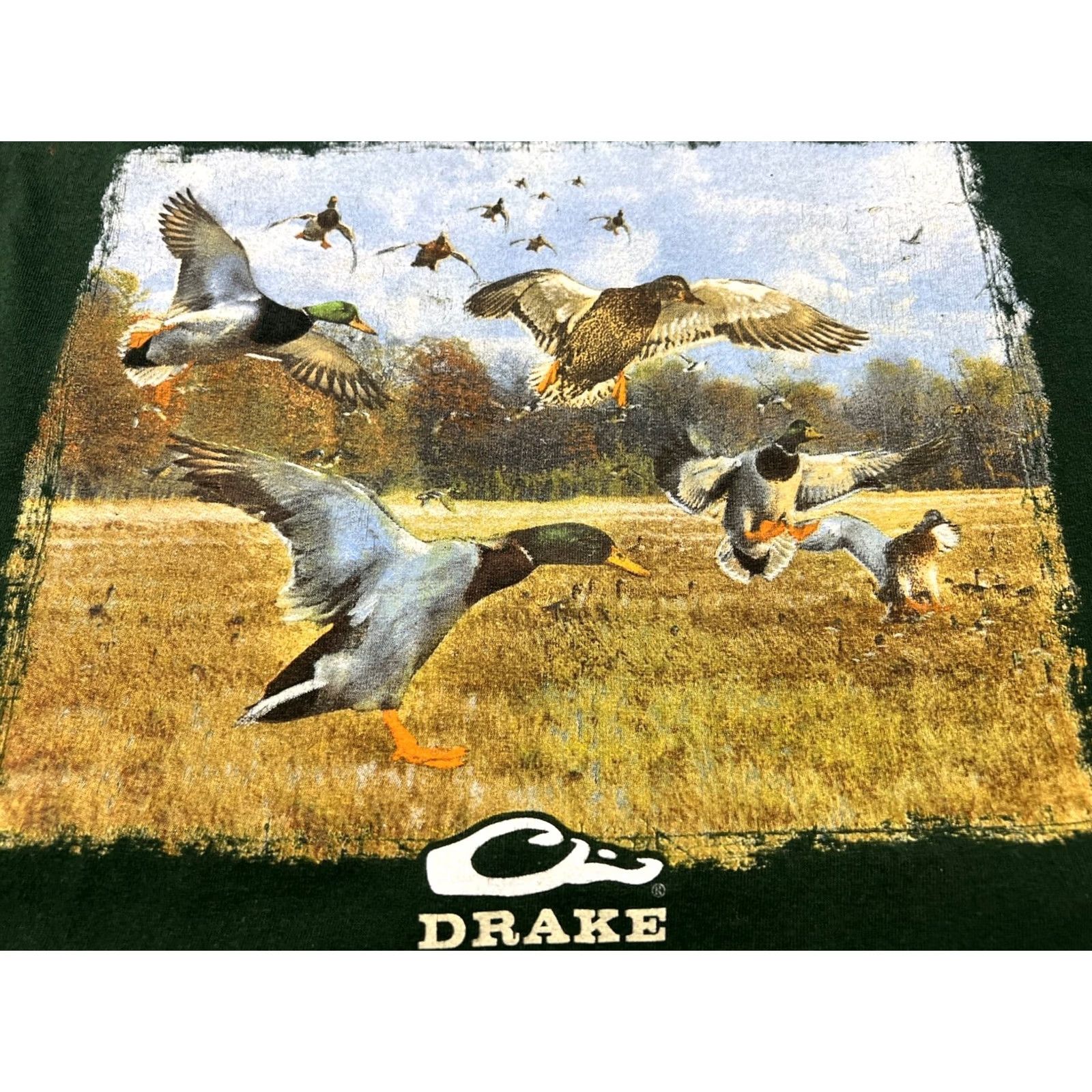 Vintage Drake T-Shirt Green Long Sleeve Duck Hunting 2XL Mens Crew Neck Gildan Ultra Cotton Mississippi Flyway Series Size US XXL / EU 58 / 5 - 2 Thumbnail
