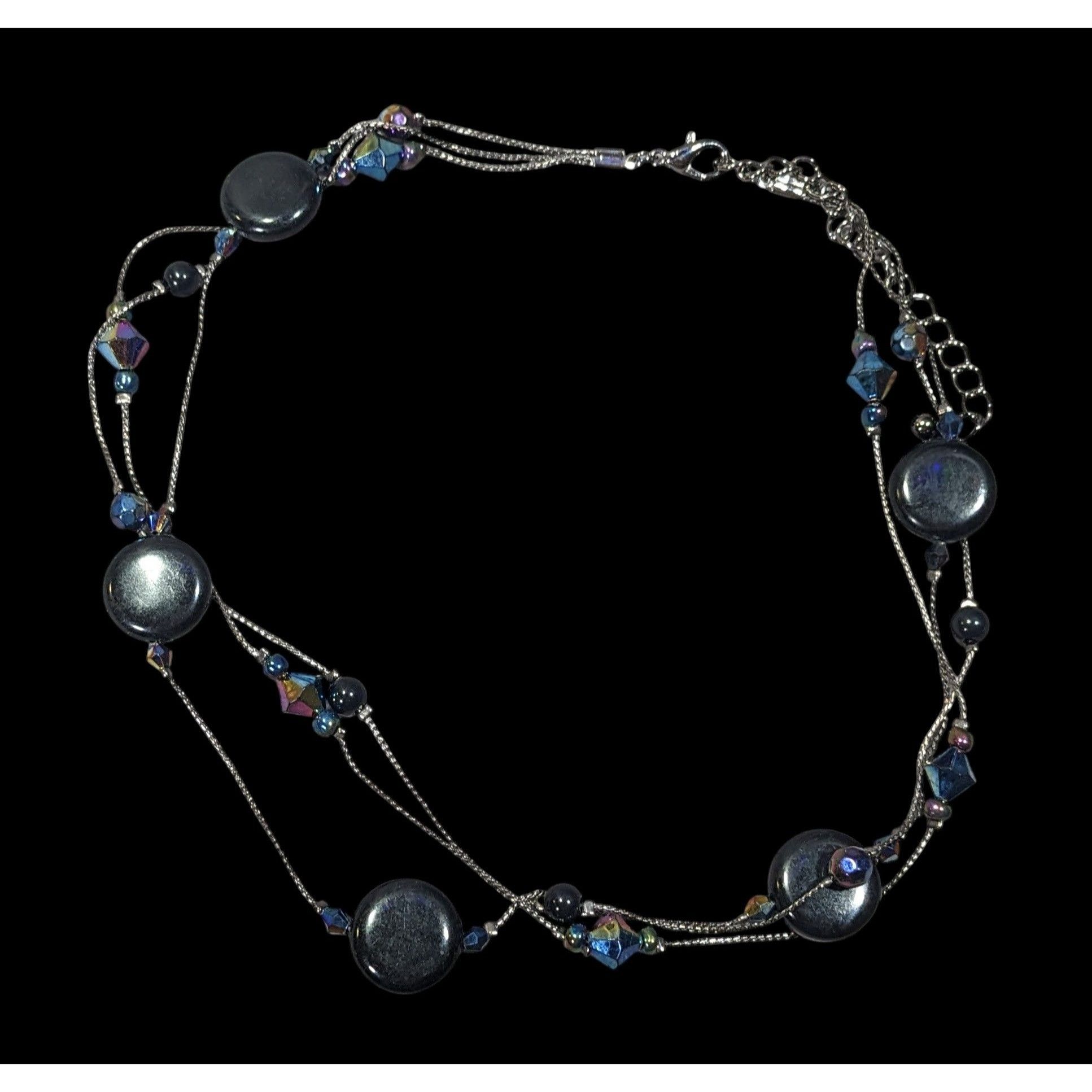 Other Glam Goth Multilayer Black And Blue Station Necklace Size ONE SIZE - 2 Thumbnail
