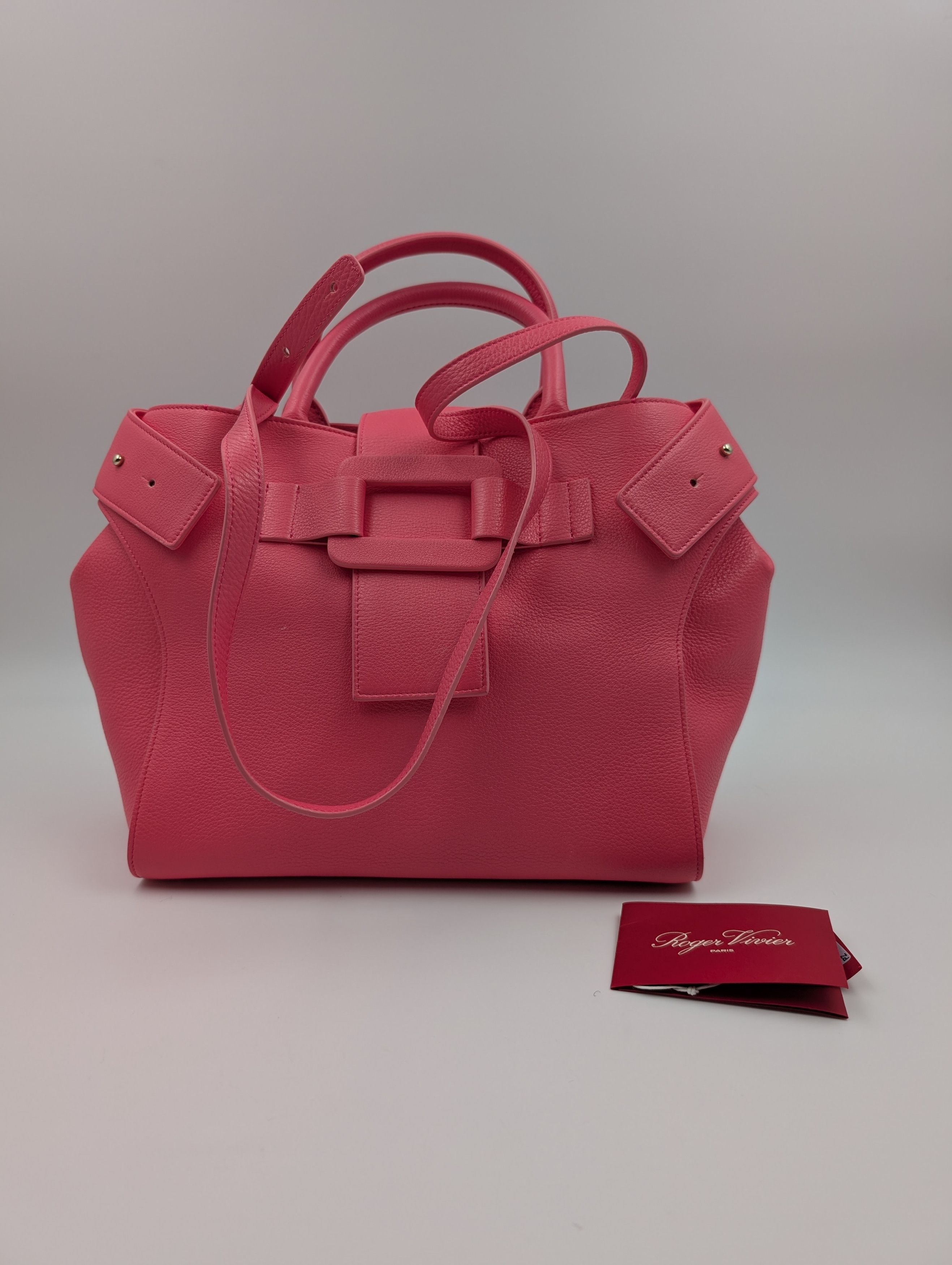 Roger Vivier Pink Grained Leather Cabas Pilgrim De Jour Satchel Size ONE SIZE - 3 Thumbnail