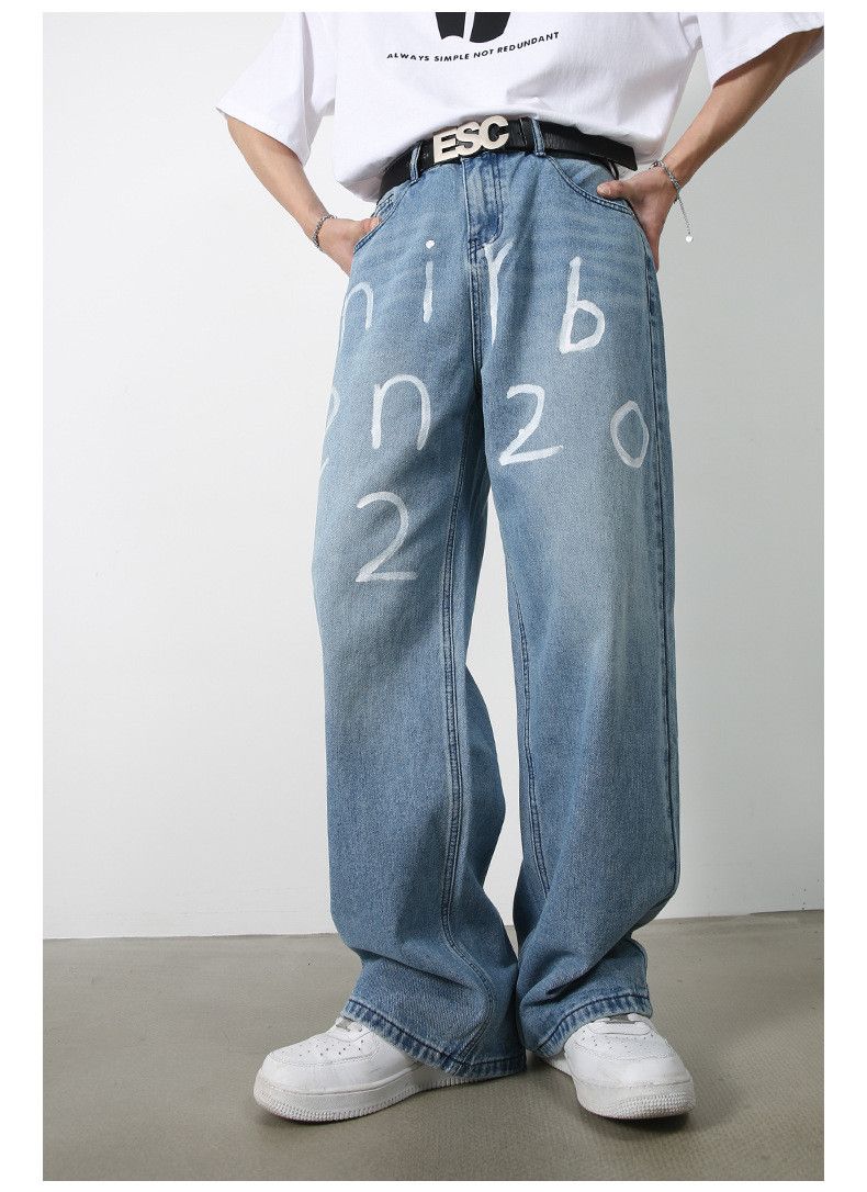 Japanese Brand × Jean Men's hand-painted loose casual wide-leg jeans Size US 32 / EU 48 - 2 Thumbnail