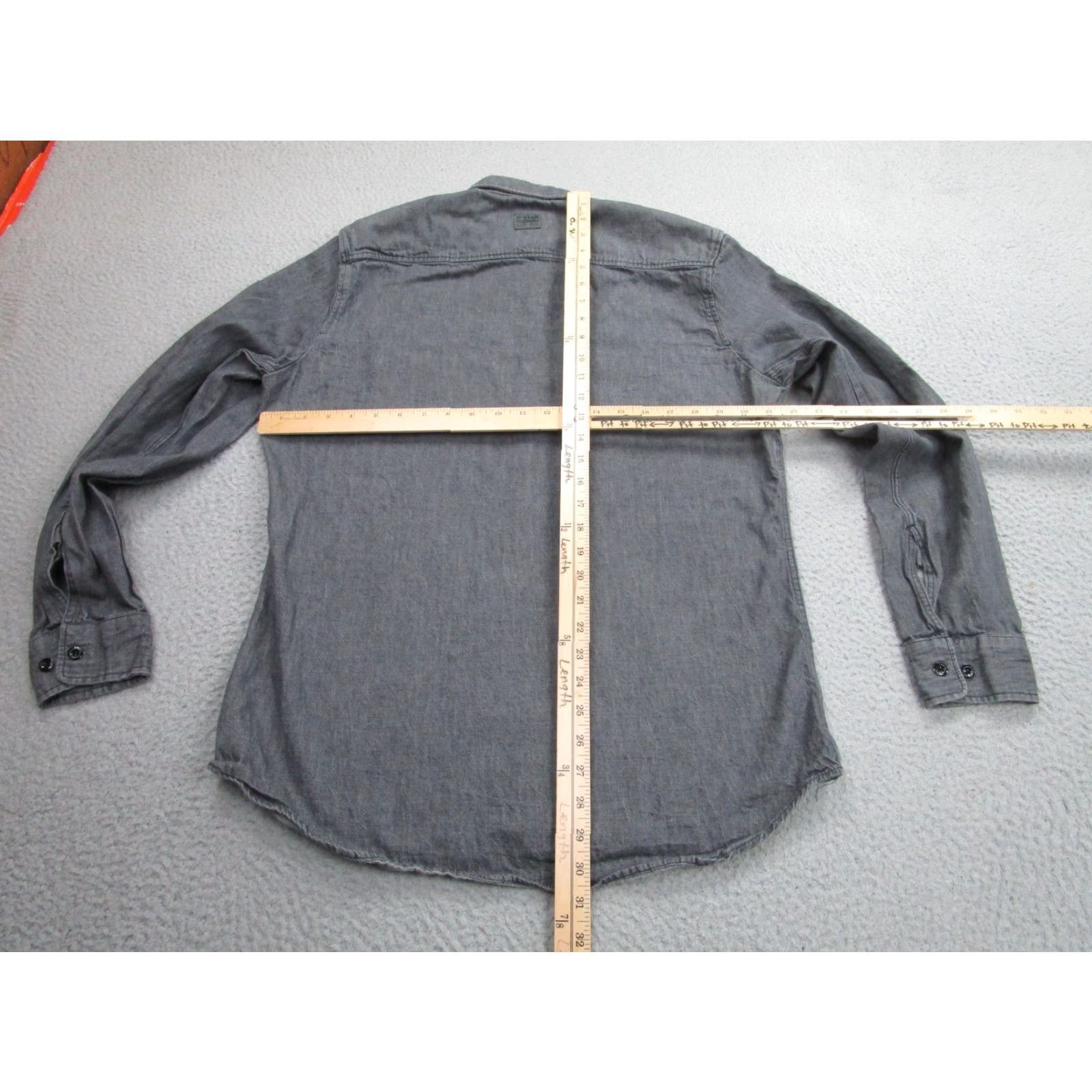 Vintage G-Star RAW Marine Slim Button-Up Shirt Mens Large Gray Long Sleeve Organic Cotton Size US L / EU 52-54 / 3 - 7 Thumbnail