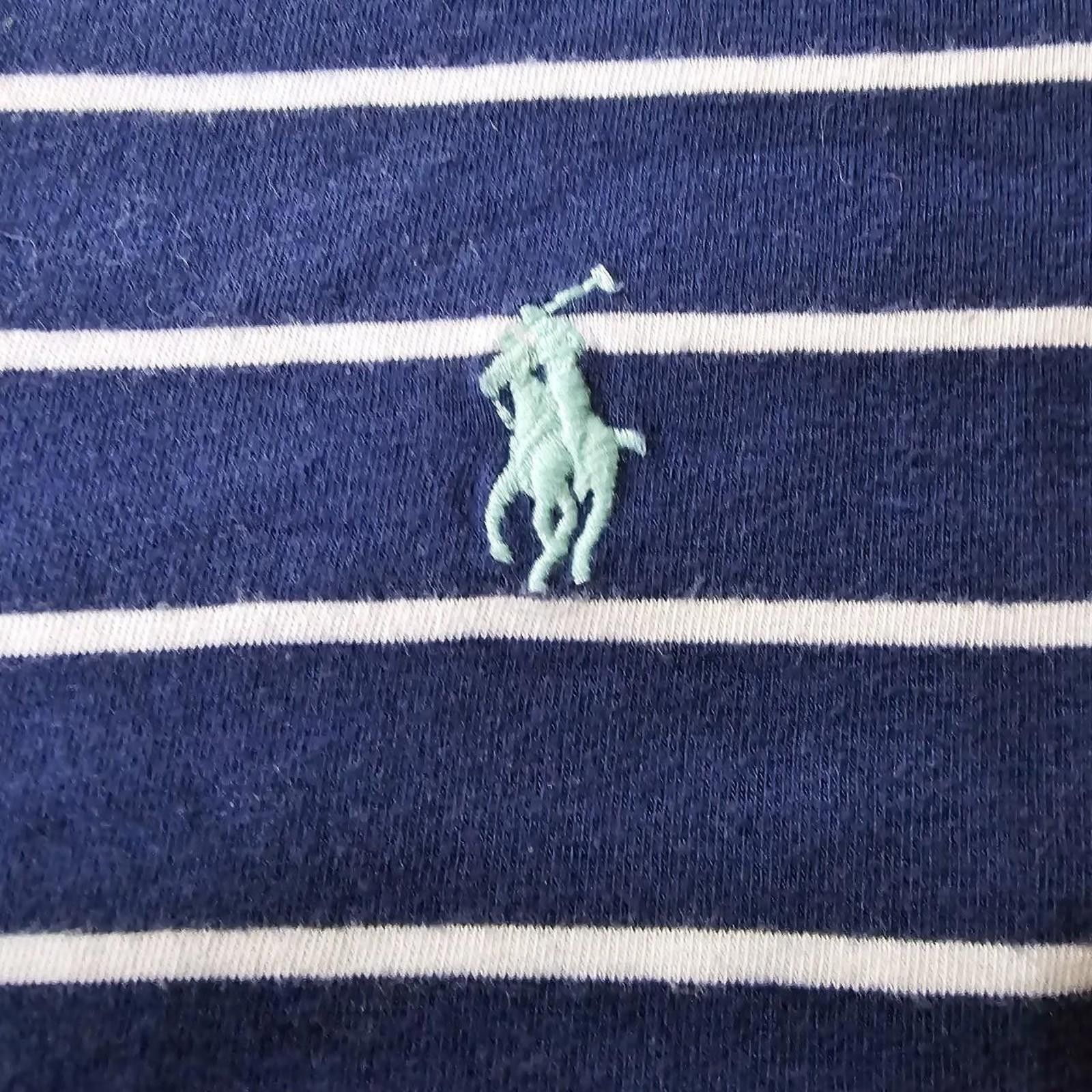 Polo Ralph Lauren Polo Ralph Lauren Women's White and Navy Tshirt Size ONE SIZE - 4 Thumbnail