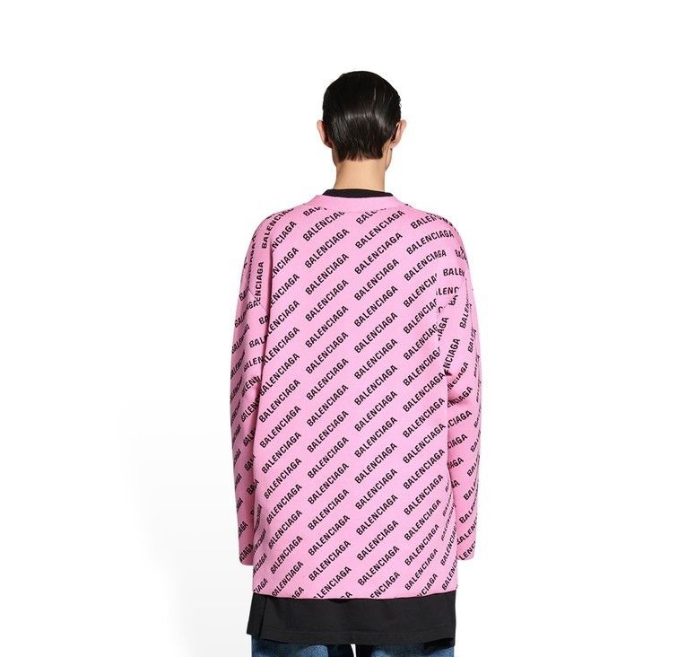 Balenciaga o1s1wg111124 Mini Allover Logo Cardigan in Pink/Black Size XS / US 0-2 / IT 36-38 - 3 Thumbnail