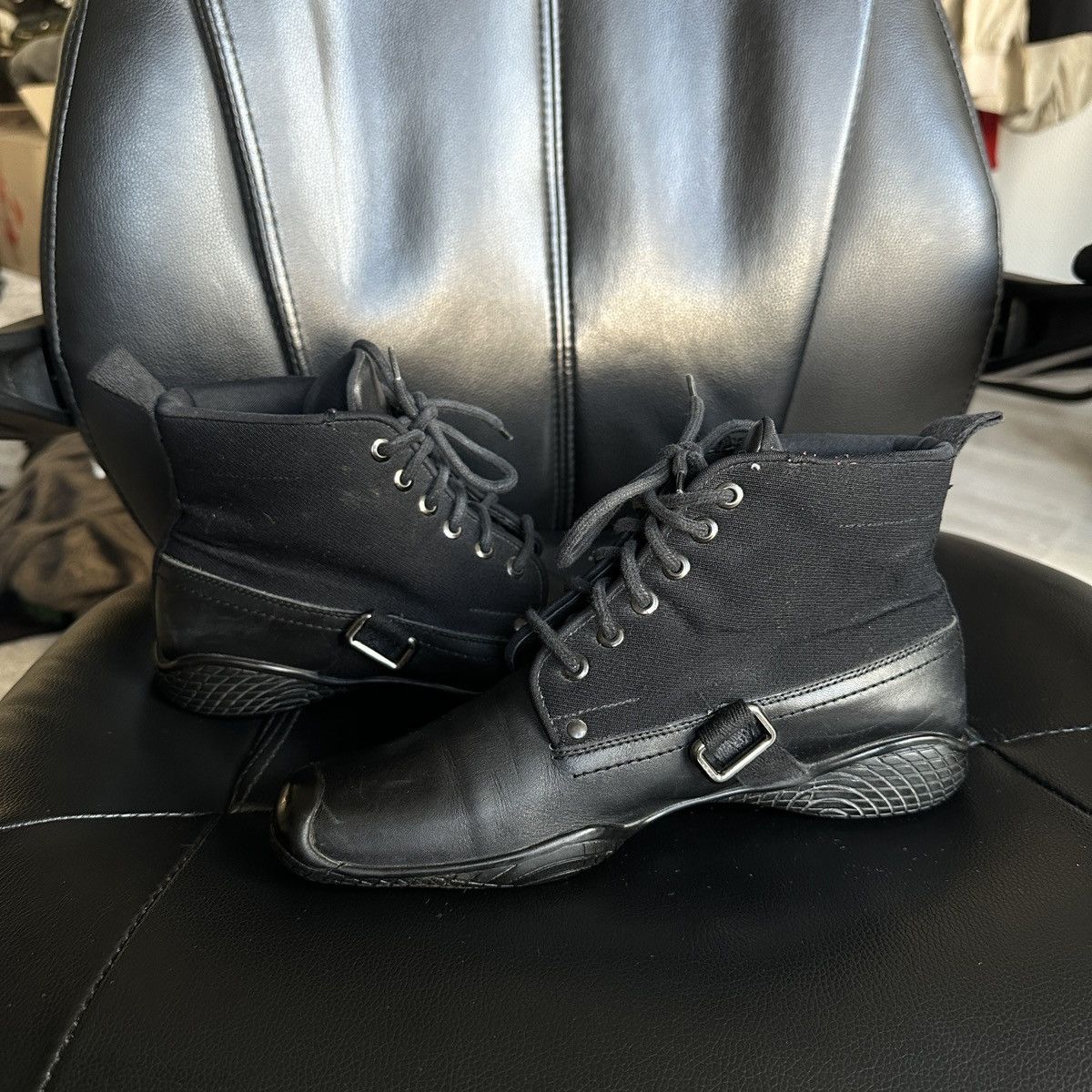 image of Aw99 Vintage Prada Sport Boots Leather! in Black, Women's (Size 8)