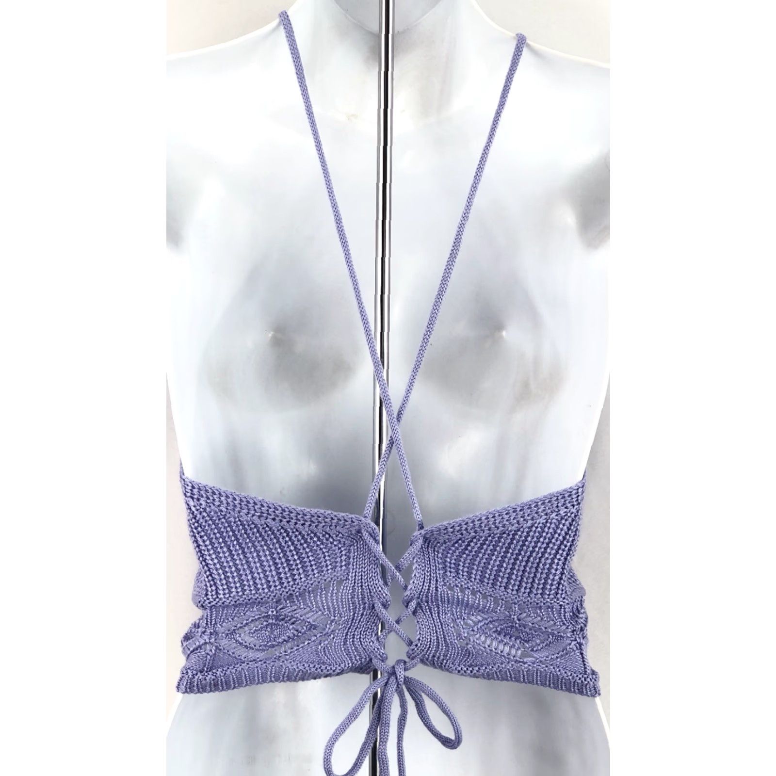 Vintage NWT Jolie & Joy Purple Cropped Crochet Halter Tank Top L Juniors 90s Fairy CottageCore Size L / US 10 / IT 46 - 3 Thumbnail