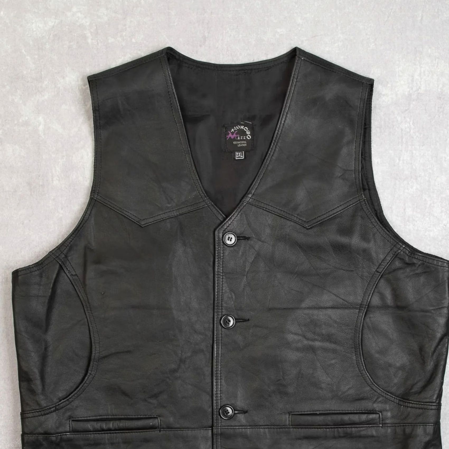 X-LARGE Vintage Men’s 1990s Unbranded Leather Vest Jacket X-Large Black Size US XL / EU 56 / 4 - 3 Thumbnail