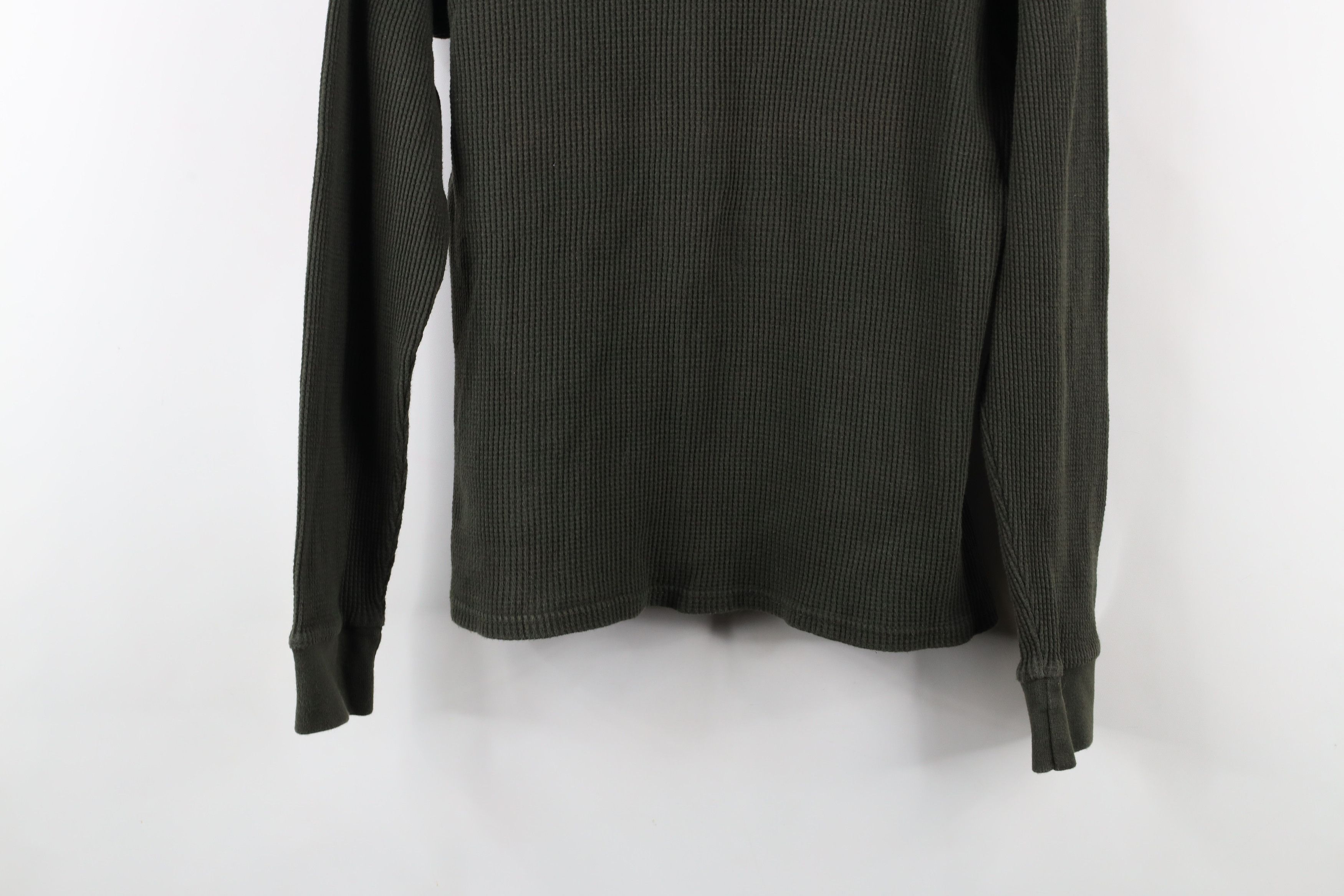 Vintage Vintage 90s Streetwear Waffle Knit Long Sleeve T-Shirt Olive Size US M / EU 48-50 / 2 - 3 Thumbnail