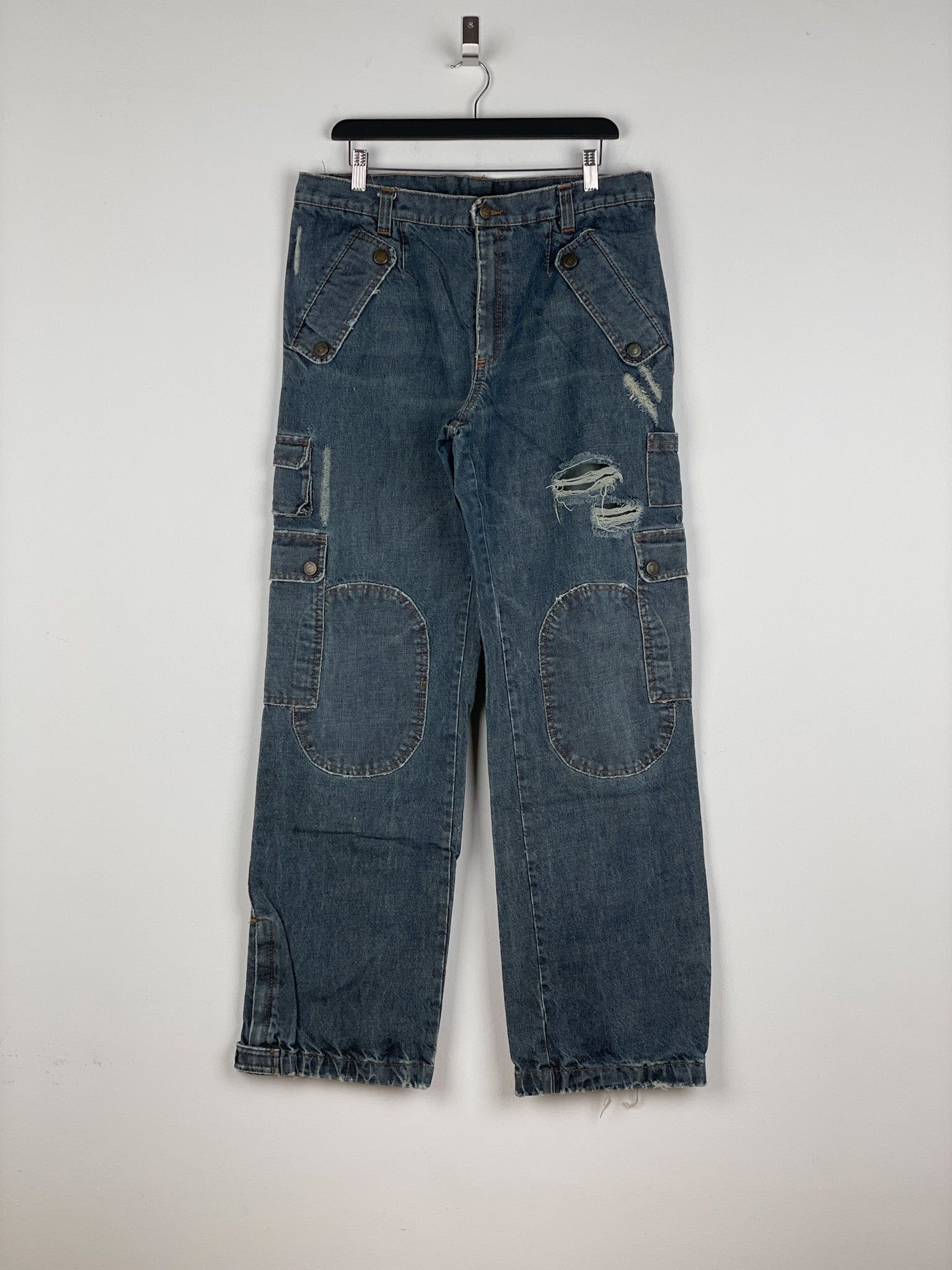Dolce & Gabbana AW03 Double-Knee Denim Cargo Pants Size US 31 - 1 Thumbnail