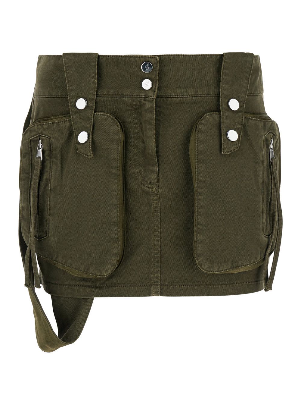 Olive Green Medium Waist Miniskirt in Cotton Woman