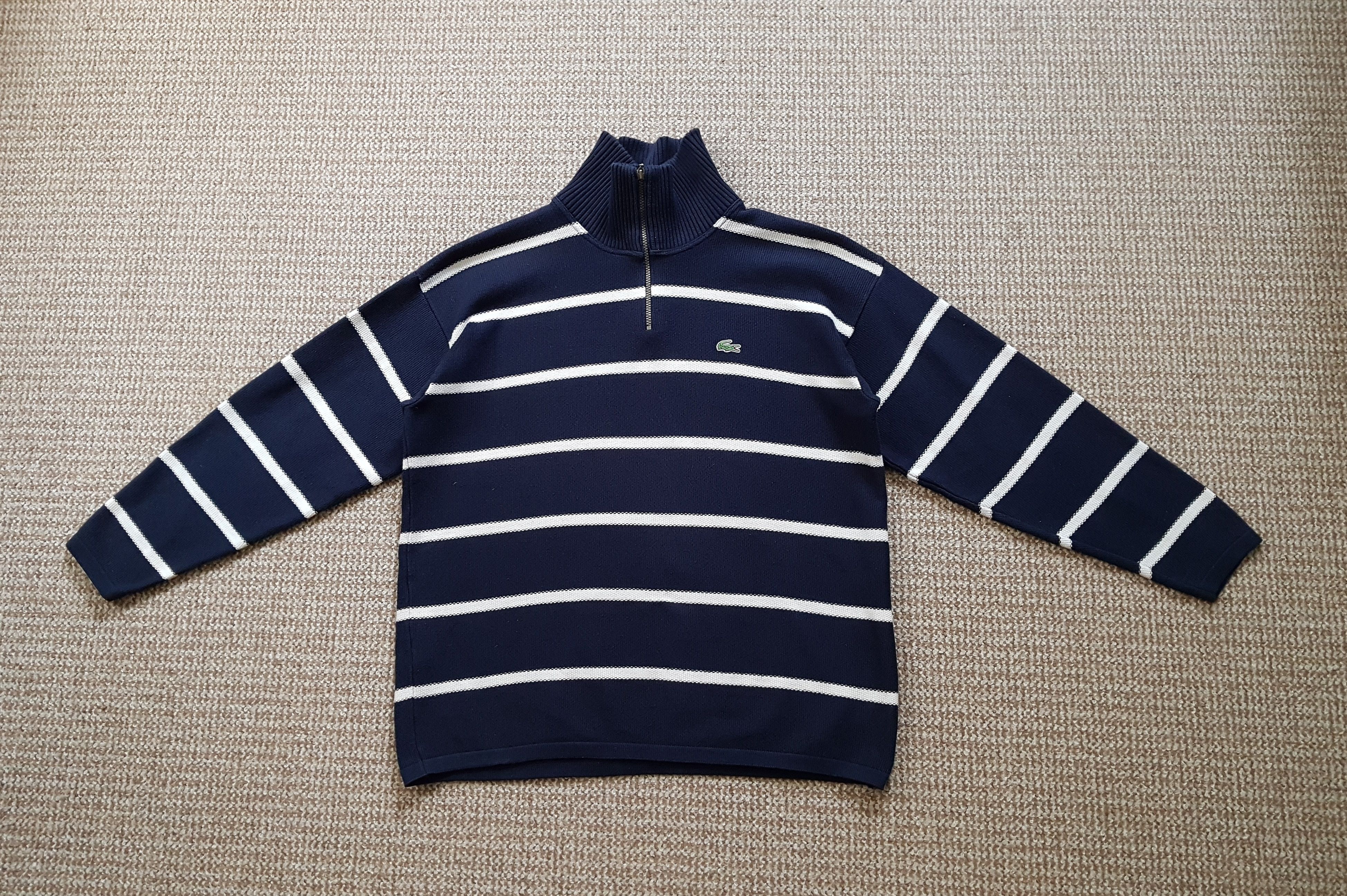 Lacoste Vintage Lacoste Straipe Cotton Blend Zip Sweater Spain Size US XL / EU 56 / 4 - 5 Thumbnail