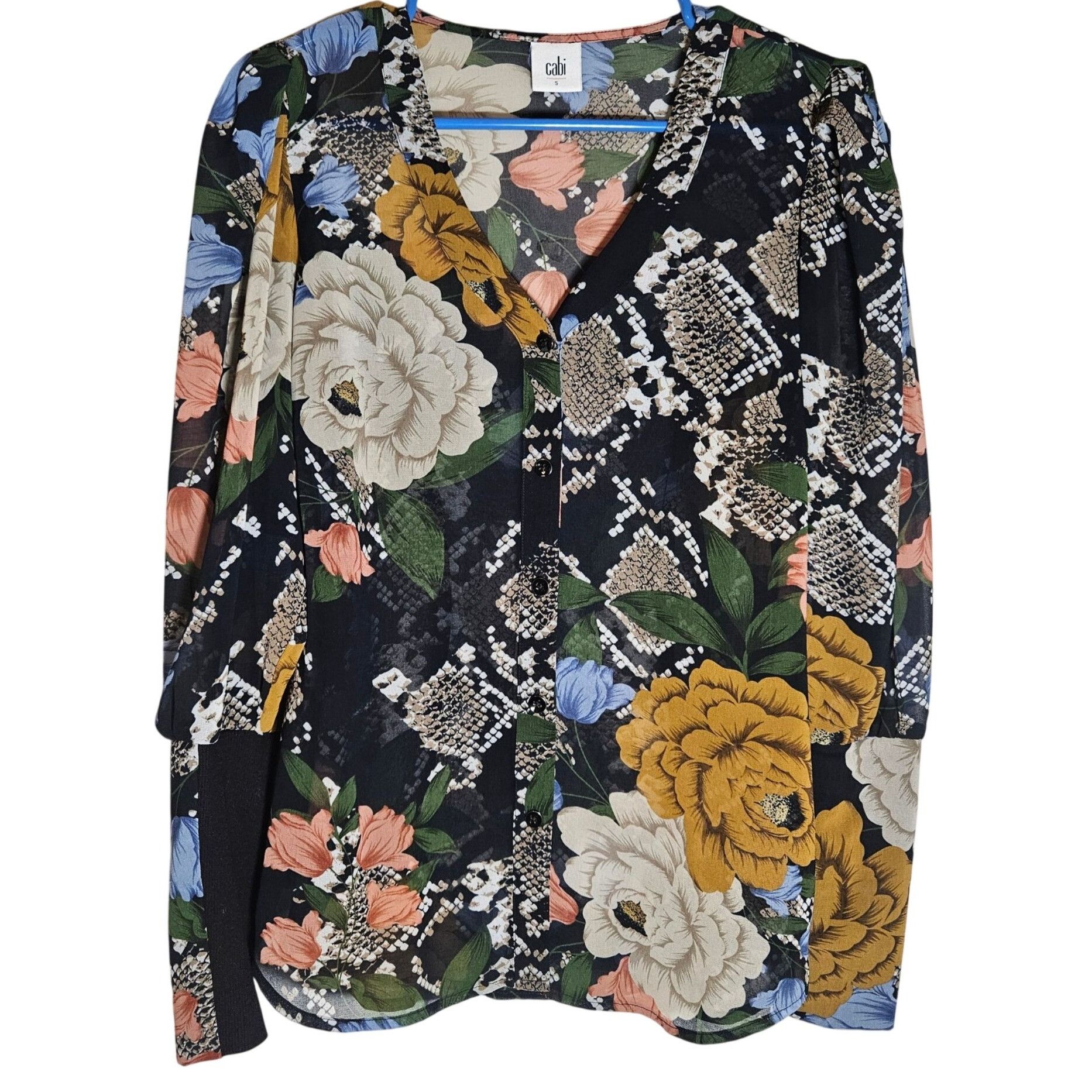 Other Cabi Floral Button-Up Long Sleeve Blouse Office Top Size S / US 4 / IT 40 - 1 Thumbnail