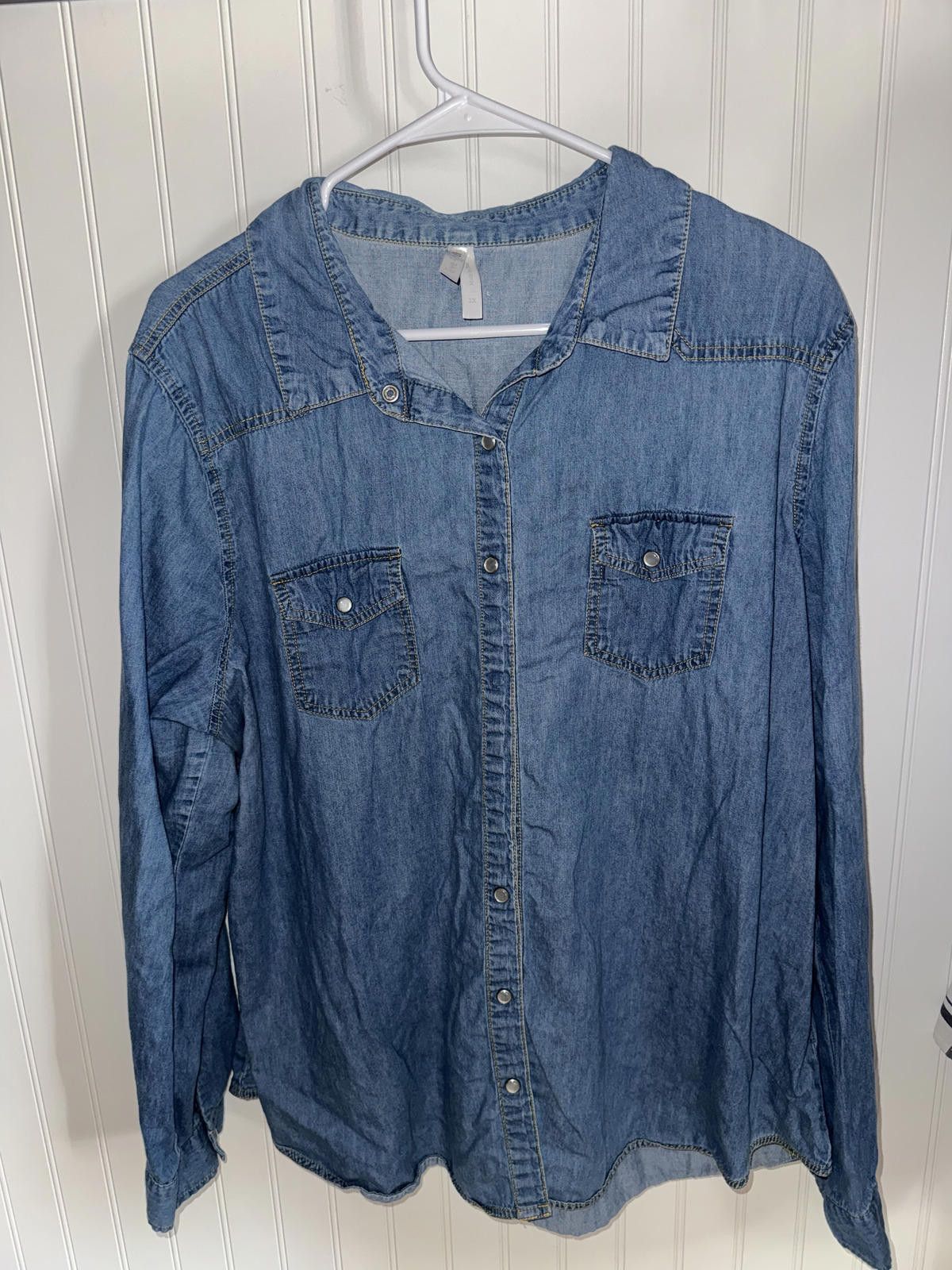 Other Live a Little Denim Button-Up Shirt 2X Size XXL / US 16-18 / IT 52-54 - 1 Thumbnail