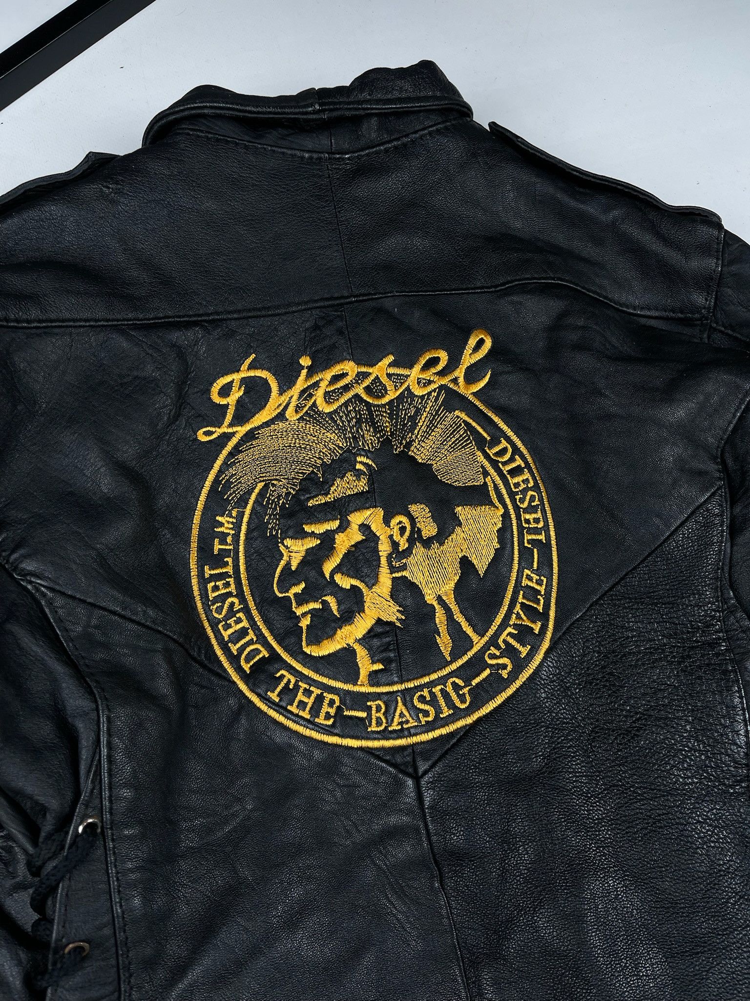 Vintage Diesel Leather Dragway 80's Racing Black Jacket