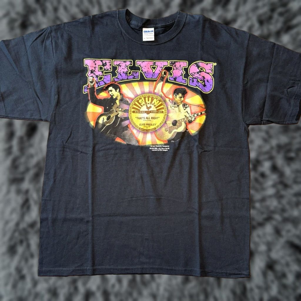 Gildan VINTAGE Elvis Presley Sun Records Company T Shirt XL Black 90s Gildan Short Sleeve Crew Neck Men Mens Size US XL / EU 56 / 4 - 1 Thumbnail