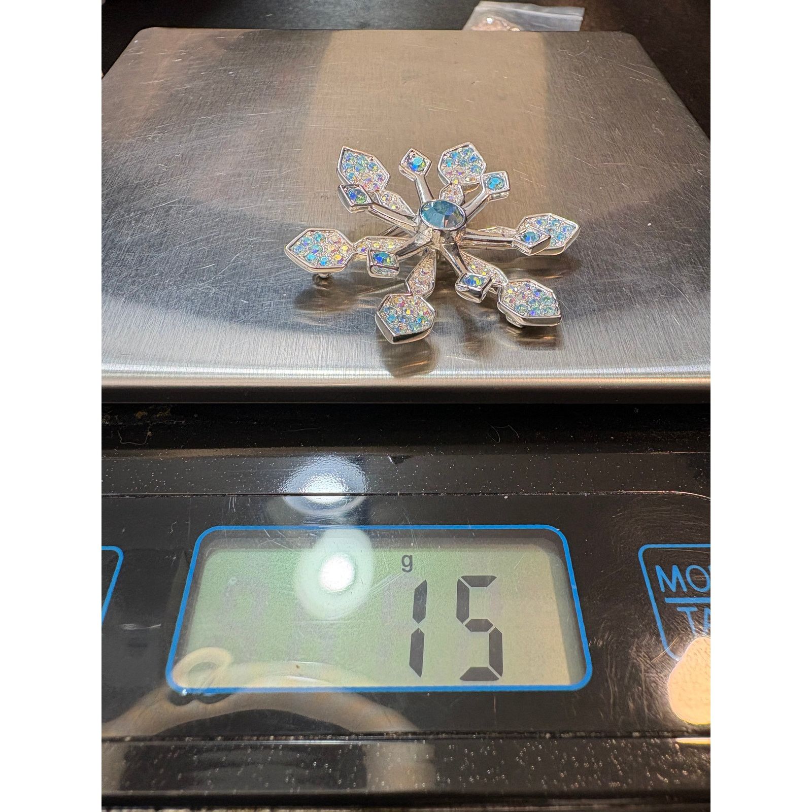 Other Rhinestone Snowflake Brooch Aurora Borealis 15g 2" Size ONE SIZE - 4 Thumbnail