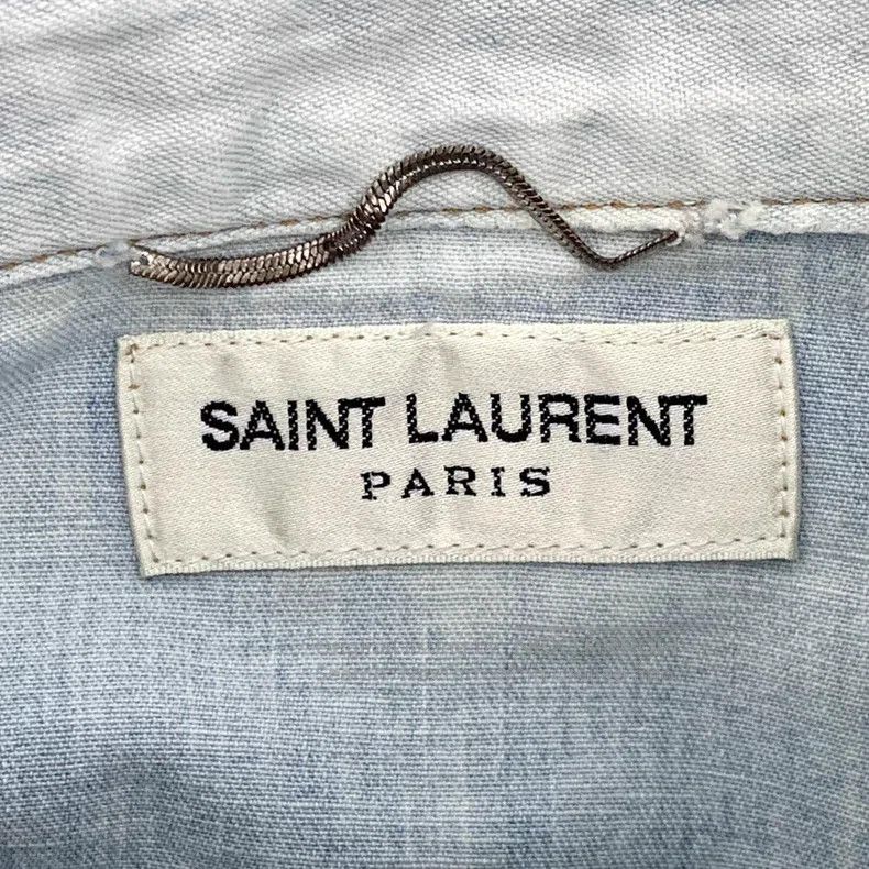 Saint Laurent Paris Saint Laurent Paris Light Blue Stud-Button Cotton Collar L Size US S / EU 44-46 / 1 - 6 Thumbnail