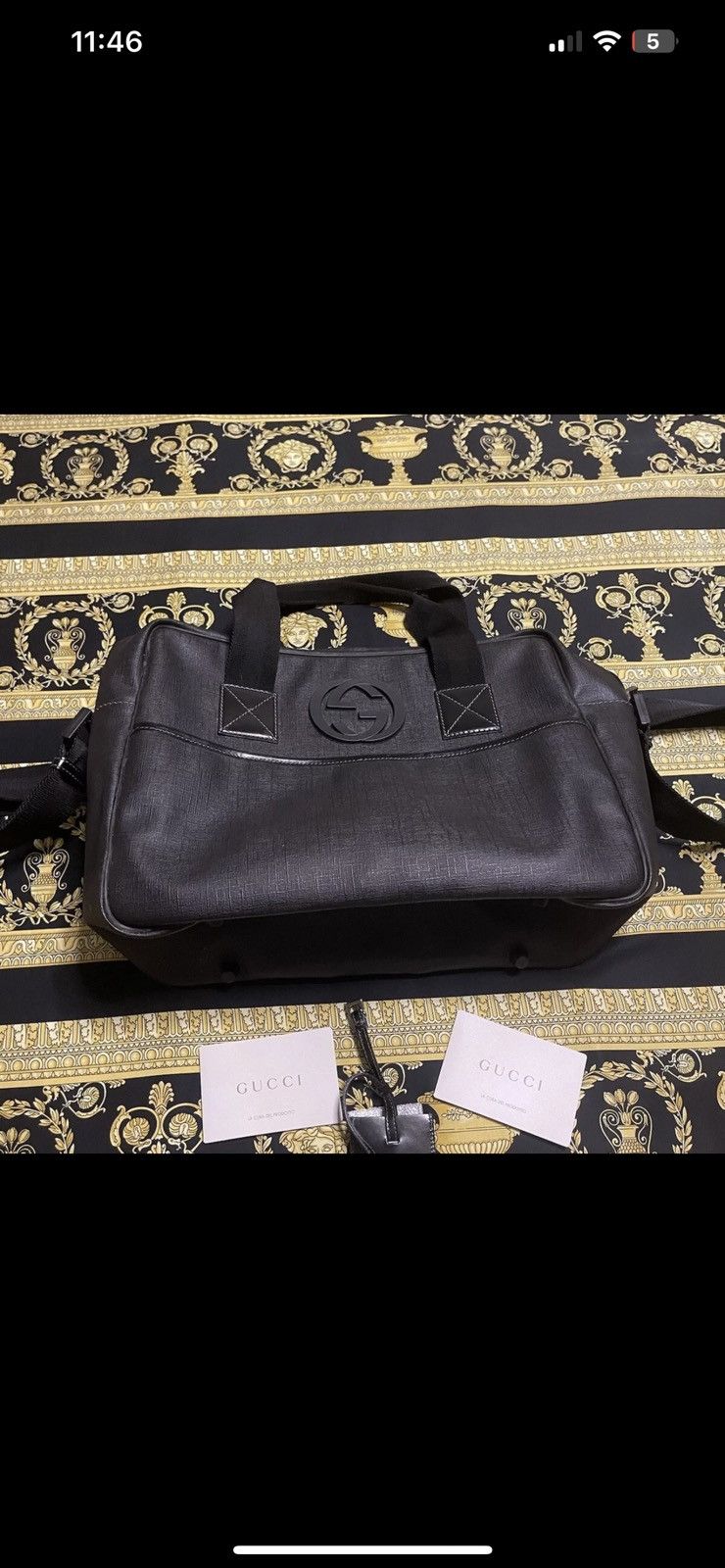 Gucci 100% AUTH GUCCI DUFFEL INTERLOCKING GG SAFFIANO LEATHER BAG Size ONE SIZE - 5 Thumbnail