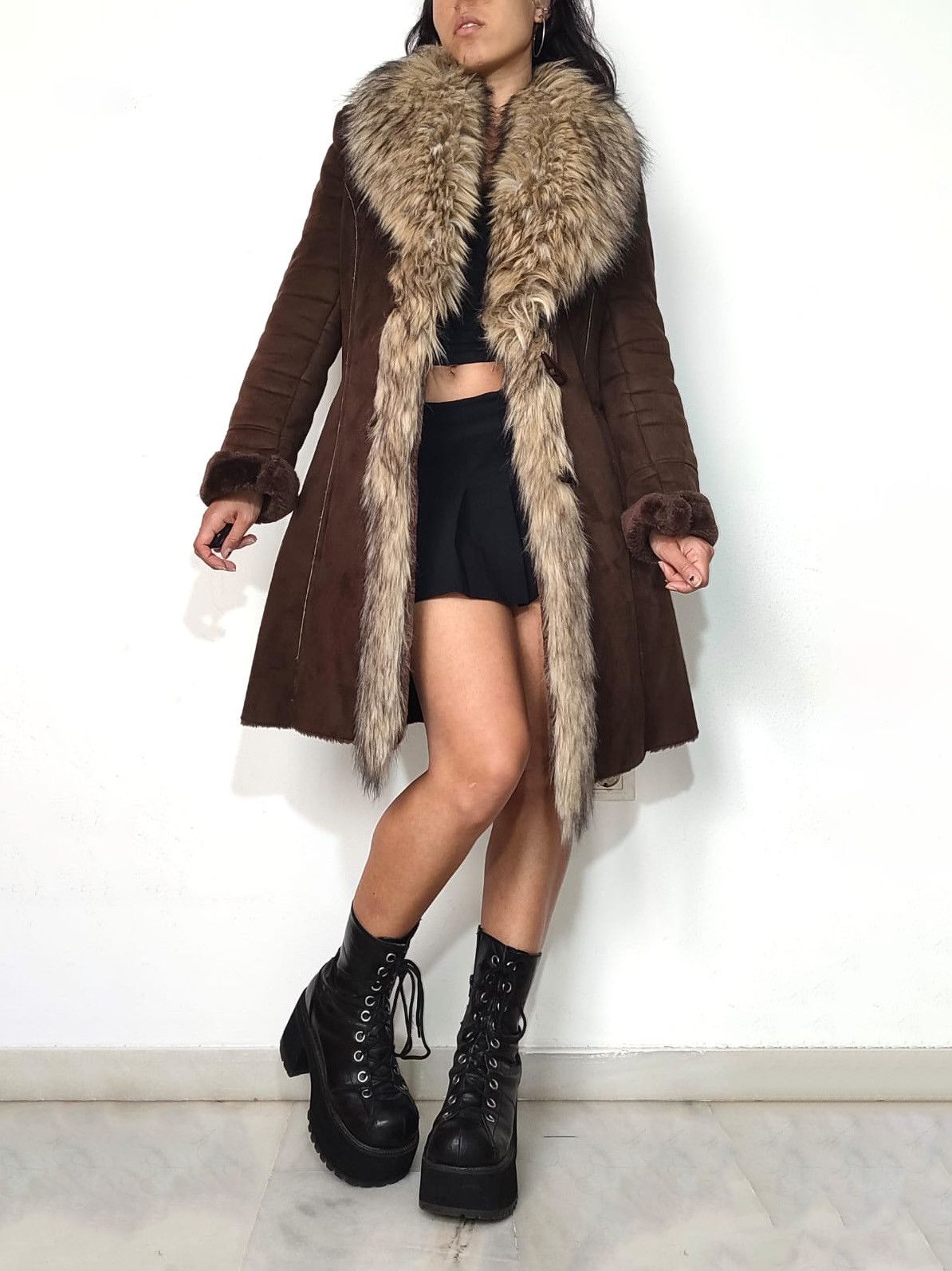 Vintage Vintage Y2k Y2k Brown Faux Fur Afghan Coat Size L / US 10 / IT 46 - 4 Thumbnail