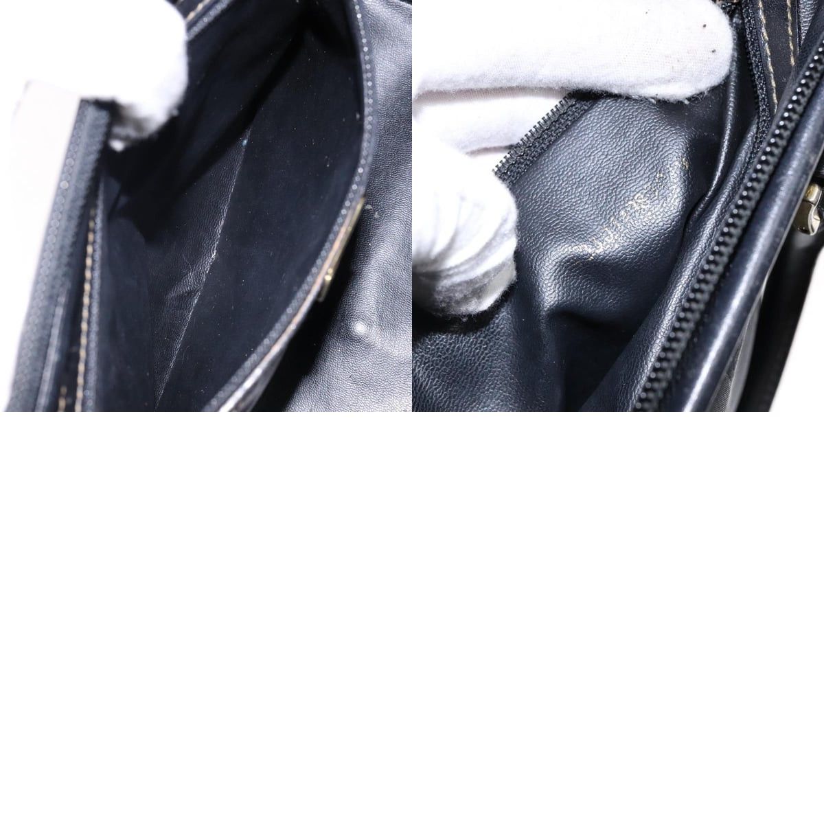 Fendi FENDI Pecan Canvas Hand Bag Navy Gold Size ONE SIZE - 13 Thumbnail