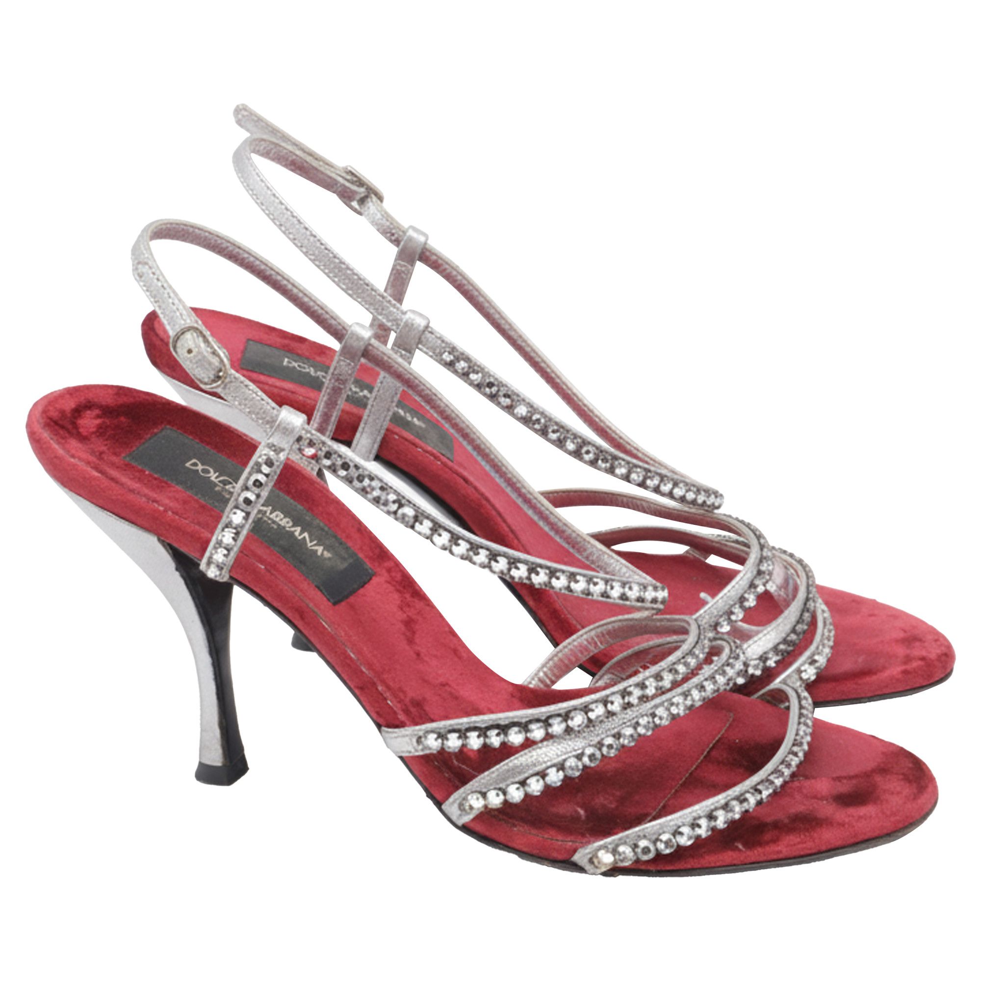 Dolce & Gabbana Dolce & Gabbana Crystal-Embellished Sandal Heels in Silver L Size US 8 / IT 38 - 1 Thumbnail