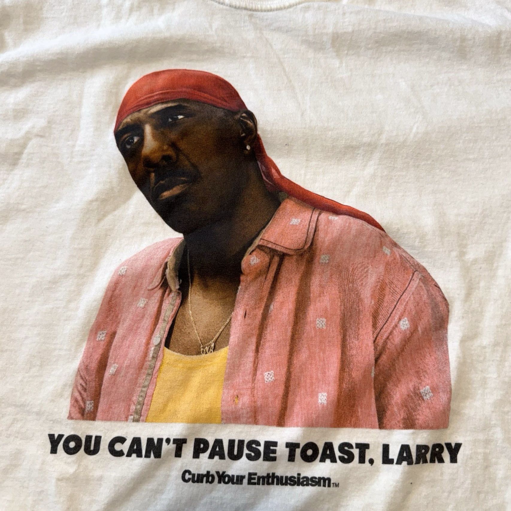 Vintage Curb Your Enthusiasm T-Shirt Leon You Can’t Pause Toast HBO Medium White Cotton Crew Neck Short Sleeve Mens USA Comedy Shirt Size US M / EU 48-50 / 2 - 2 Thumbnail