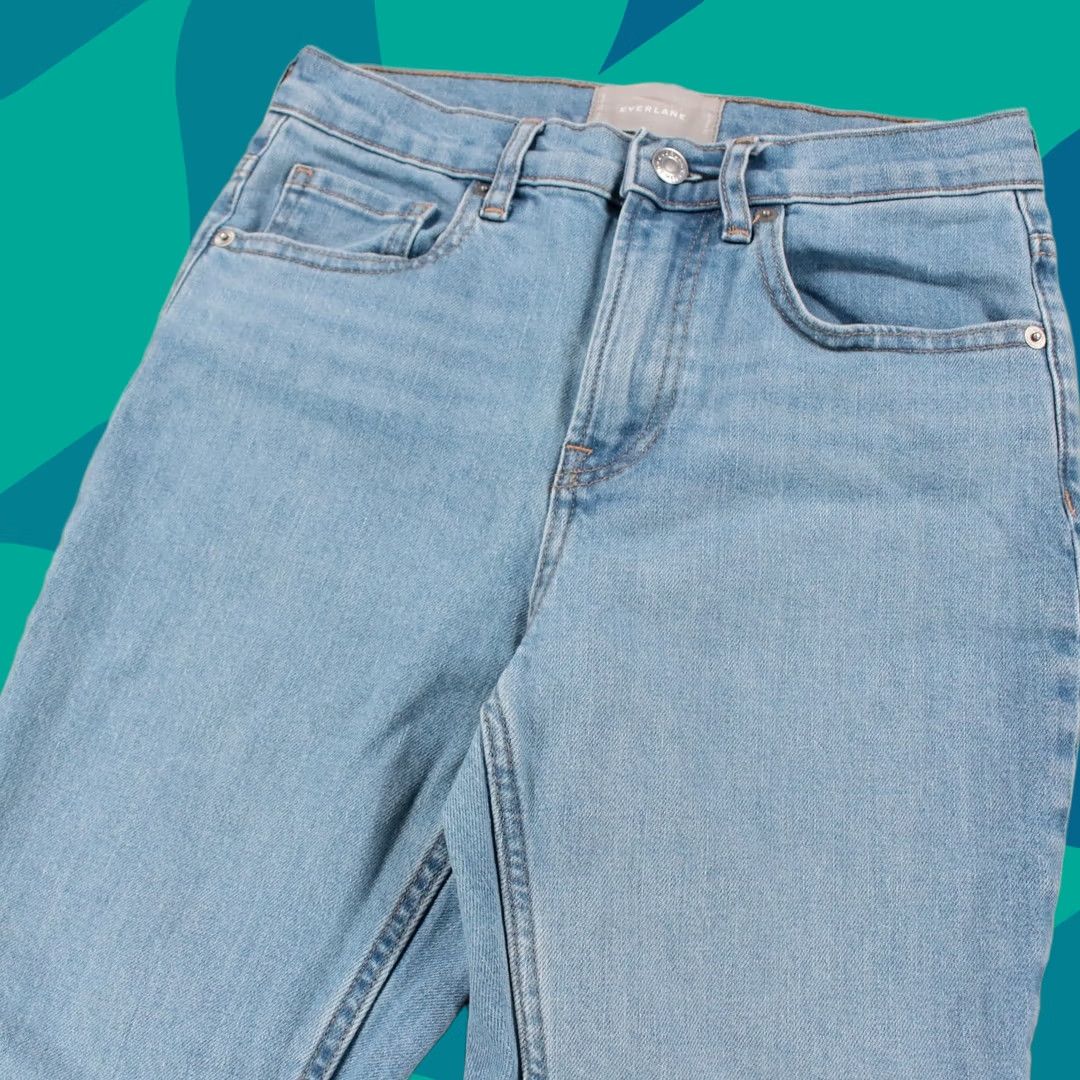 Everlane EVERLANE jeans Womens sz 26 x 25 high rise straight leg cropped stretch denim raw hem Size 26" / US 2 / IT 38 - 1 Thumbnail