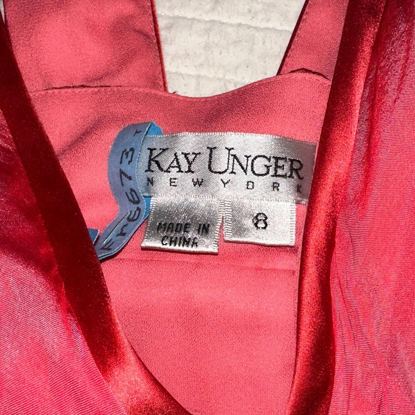 Other Kay Unger size 8 100% Silk Coral Gown Rear Bow Imperfections Size M / US 6-8 / IT 42-44 - 4 Thumbnail
