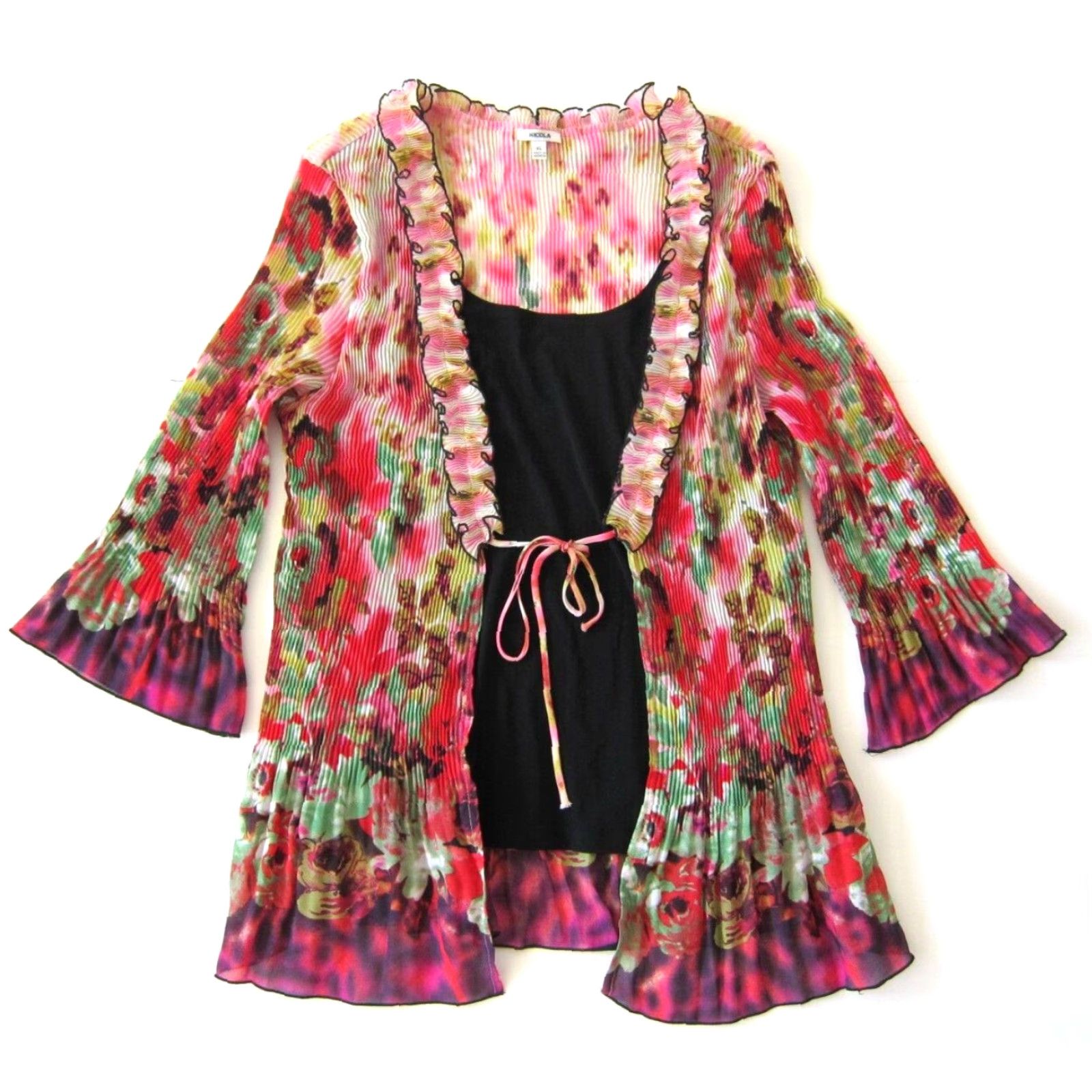 Vintage VINTAGE Nicola Blouse Tunic Cardigan Pink Floral 3/4 Sleeve XL Womens Nike Size XL / US 12-14 / IT 48-50 - 2 Thumbnail