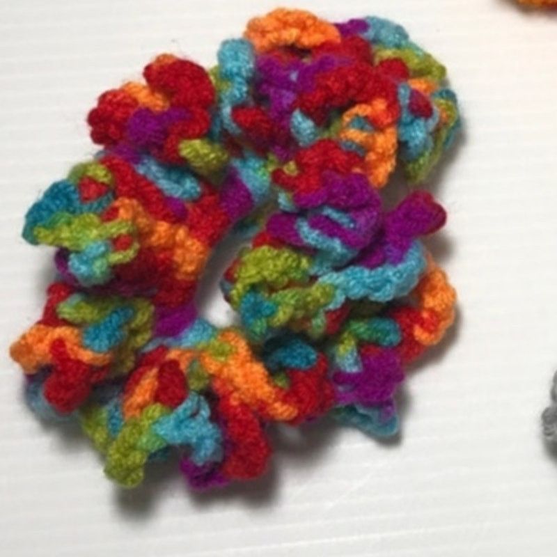 Handmade NWT Multicolor Handmade Crocheted Hair Scrunchie Set of 3 Size ONE SIZE - 2 Thumbnail