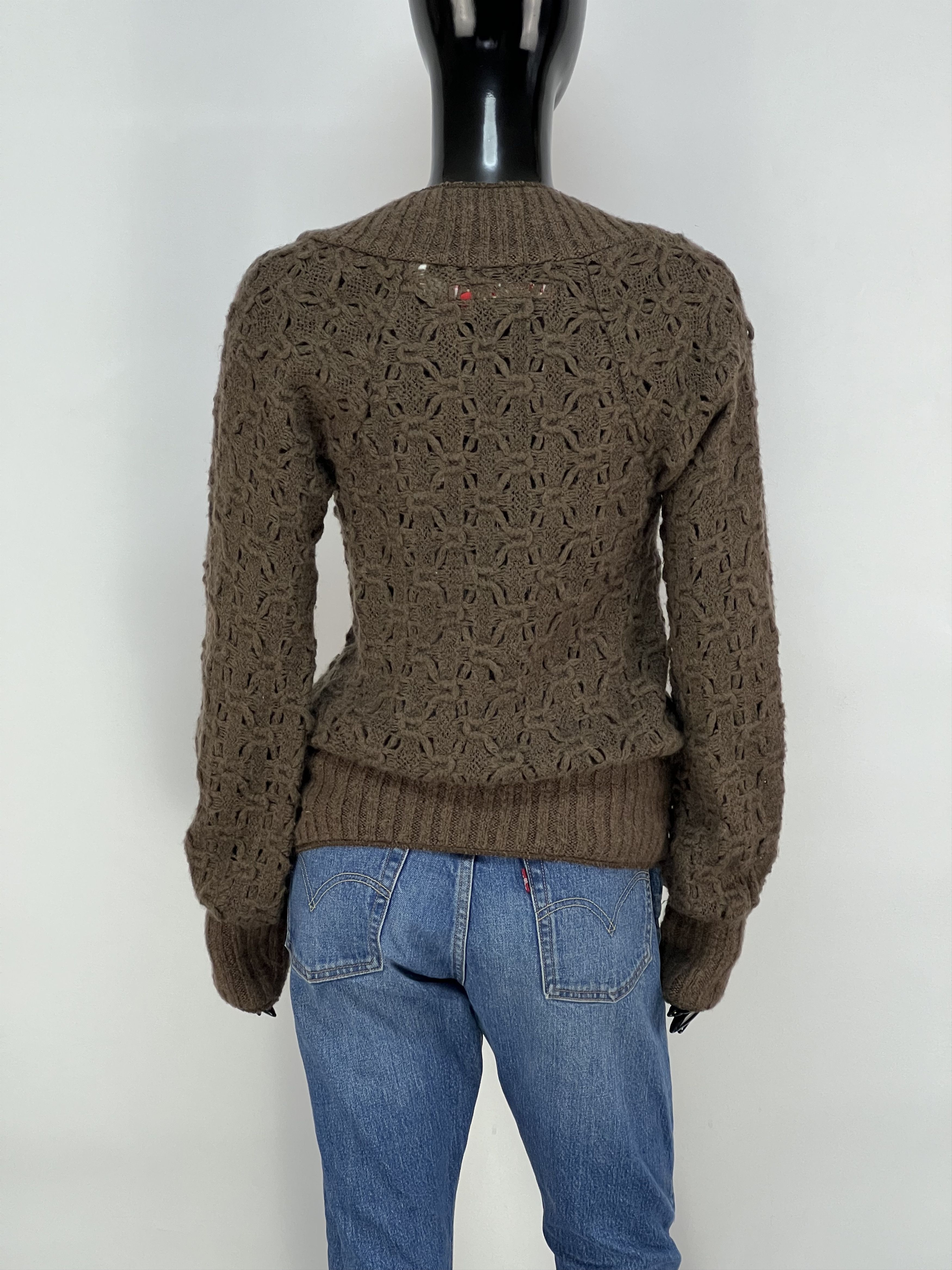 Miss Sixty Miss Sixty Vintage Womens Brown Knitted V-Neck Wool Sweater Size XS / US 0-2 / IT 36-38 - 4 Thumbnail
