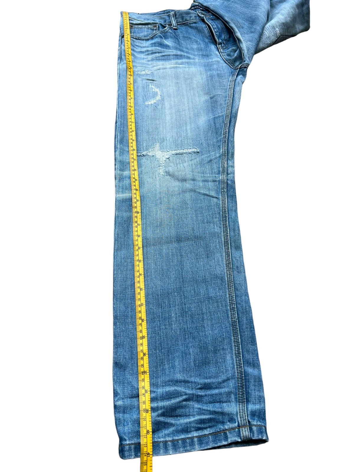 Japanese Brand Bit Blue Patchwork Distressed Faded Denim Blue 34x31 Size US 34 / EU 50 - 10 Thumbnail