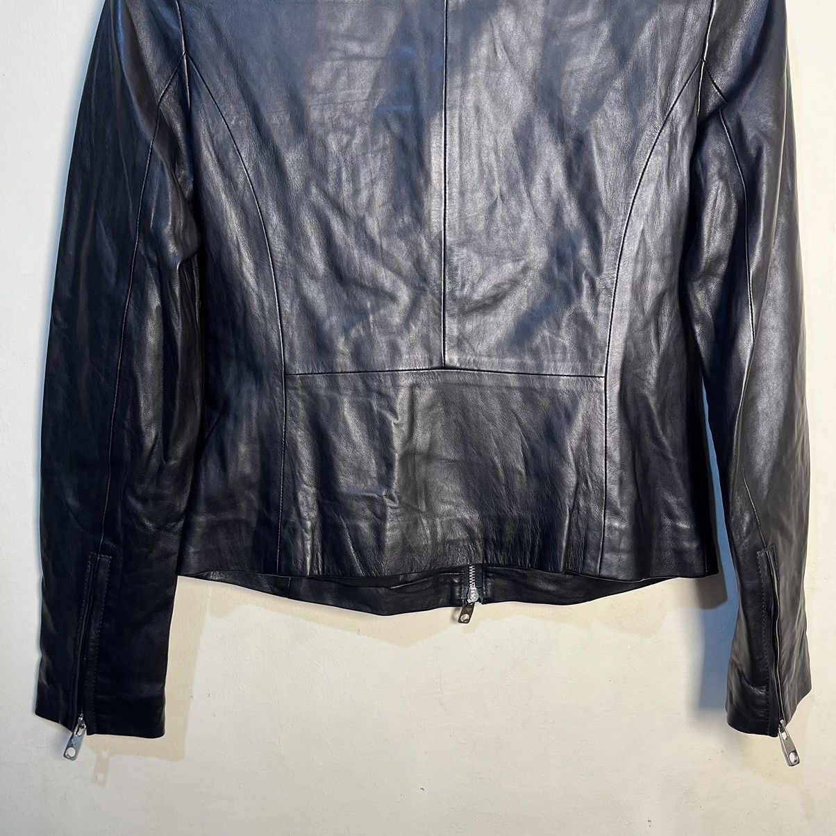 Emporio Armani Emporio Armani Women's Biker Leather Jacket Size XS / US 0-2 / IT 36-38 - 14 Thumbnail
