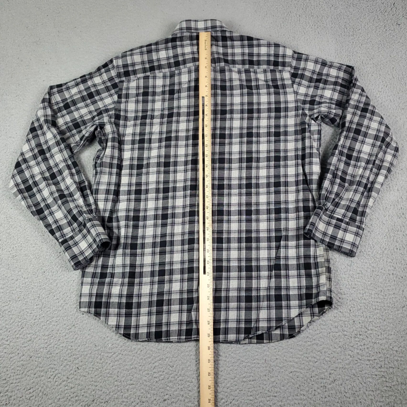 BUGATCHI Bugatchi Uomo Button-Up Shirt Mens Medium Gray Plaid Long Sleeve Classic Fit Casual Modern Size US M / EU 48-50 / 2 - 4 Thumbnail