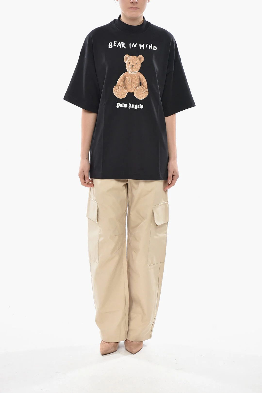 Palm Angels og1mm0326 Crewneck Loose-Fit T-Shirt in Black Size XS / US 0-2 / IT 36-38 - 4 Thumbnail