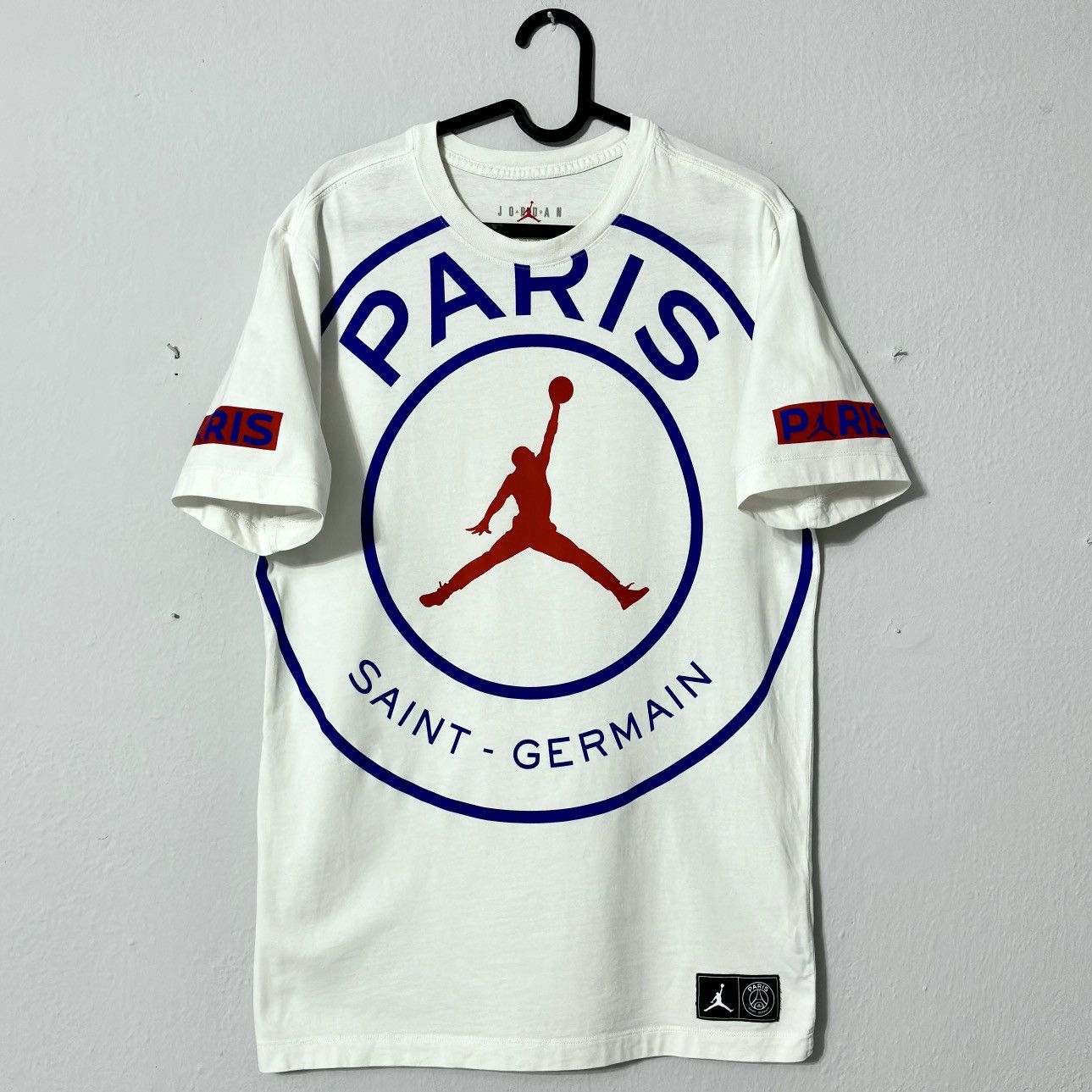 Jordan Brand × Nike PSG Paris Nike Jordan Men SS White Logo Tee Shirt Top Kit Size US M / EU 48-50 / 2 - 2 Thumbnail