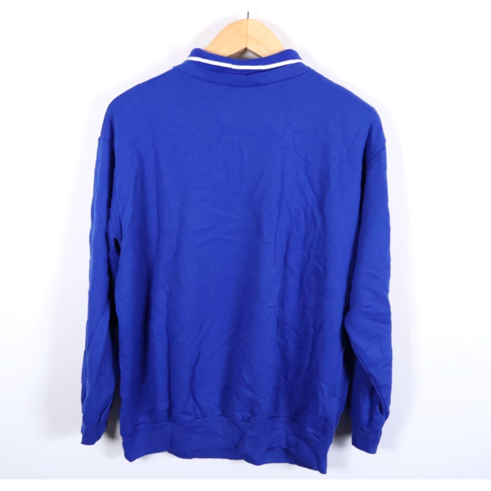 Vintage VINTAGE 80s Dogs Cats Flower Sweatshirt Women's Large Blue Collared Acrylic Grandma VTG Size L / US 10 / IT 46 - 2 Thumbnail