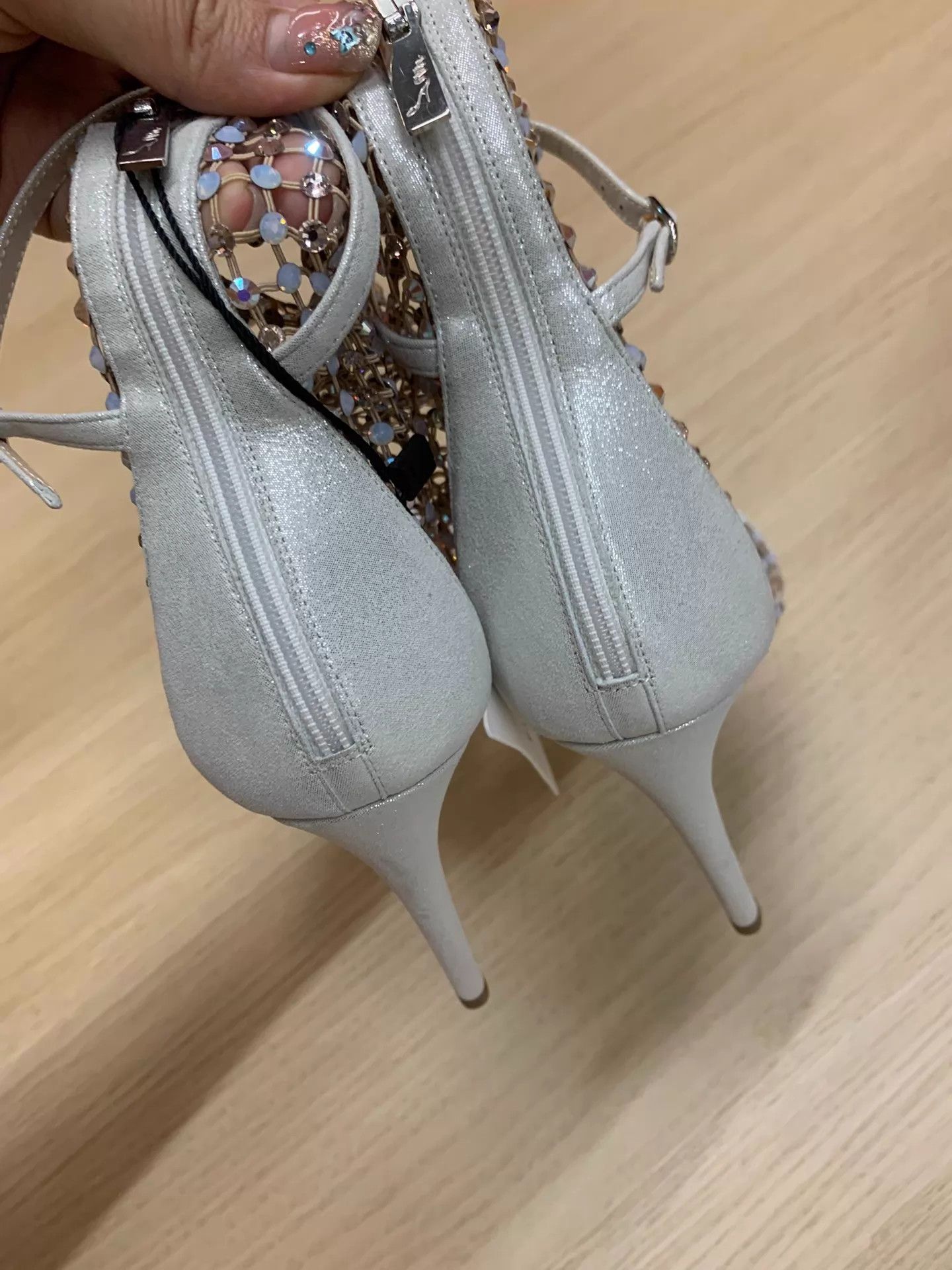 Rene Caovilla RENE CAOVILLA Silver Crystal Mesh High Heel Sandal 37 Size US 6.5 / IT 36.5 - 4 Thumbnail