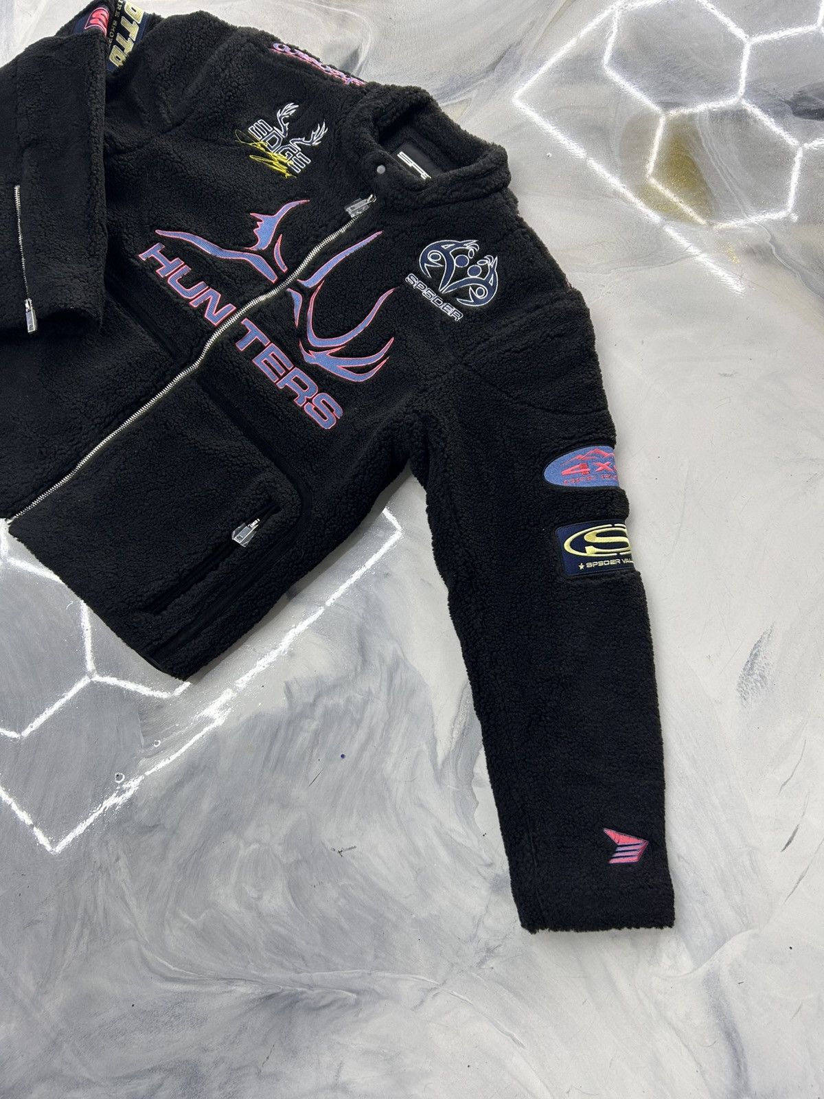 Sp5der Sp5der Black Sherpa Hunter Moto Jacket Zip Up Size M Size US M / EU 48-50 / 2 - 4 Thumbnail