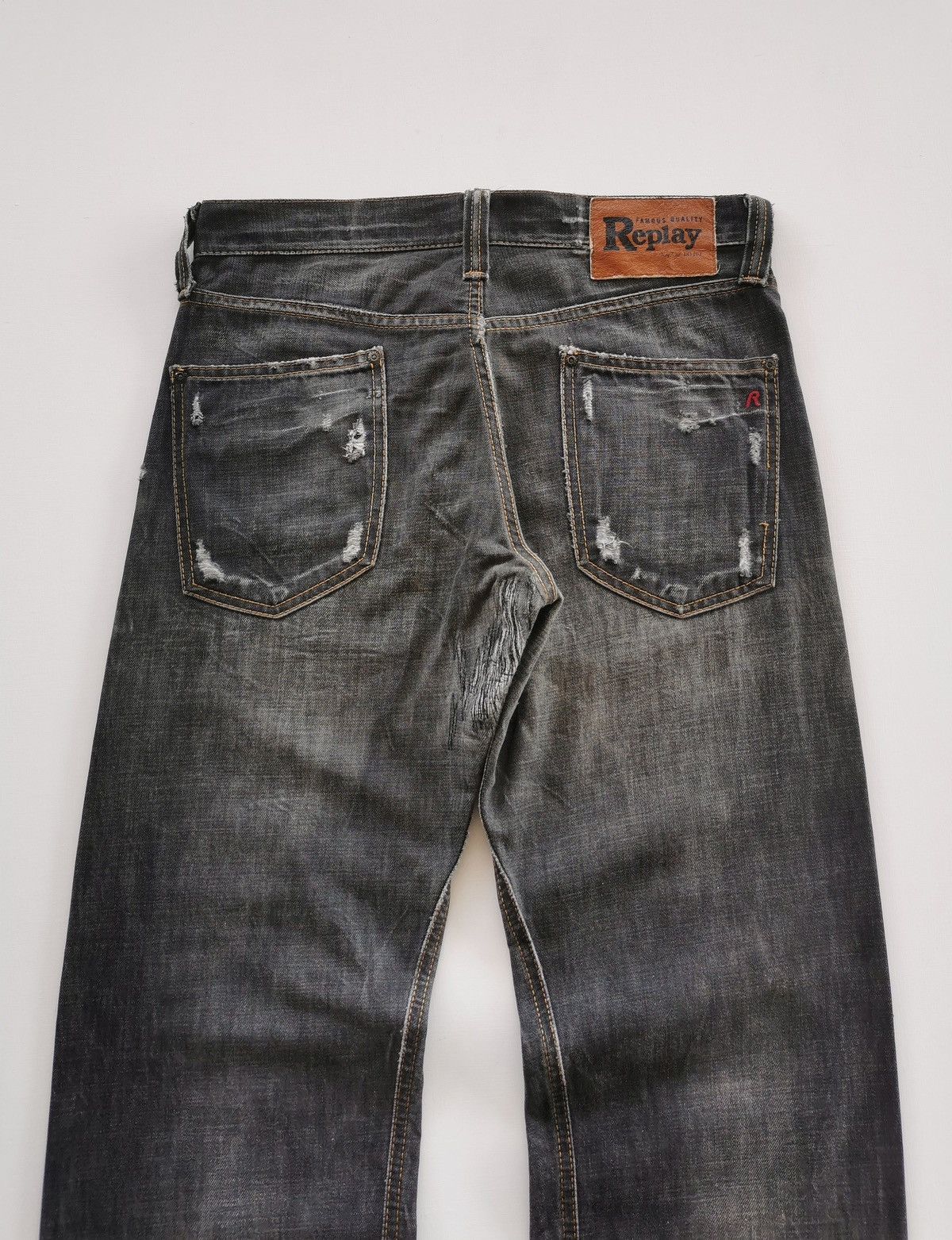 Replay Replay Rugged Vintage Washed Black Straight Fit Y2K Denim Size US 31 - 6 Thumbnail