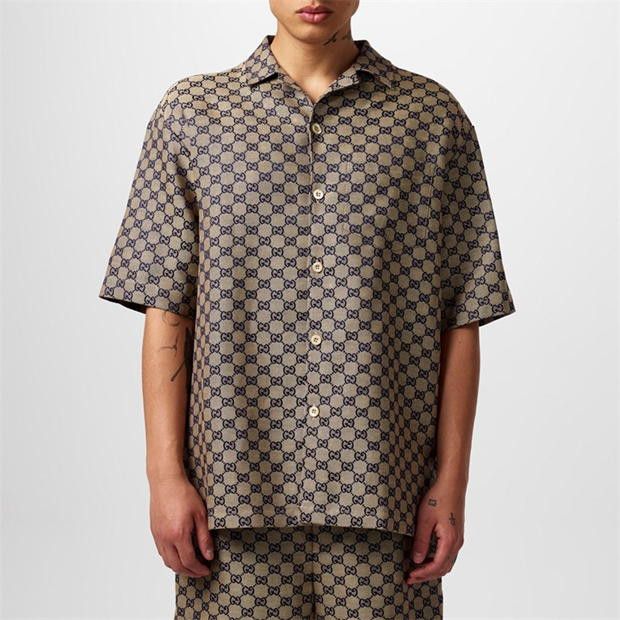 Gucci GUCCI Gg Linen Blend Canvas Shirt Size US L / EU 52-54 / 3 - 2 Thumbnail