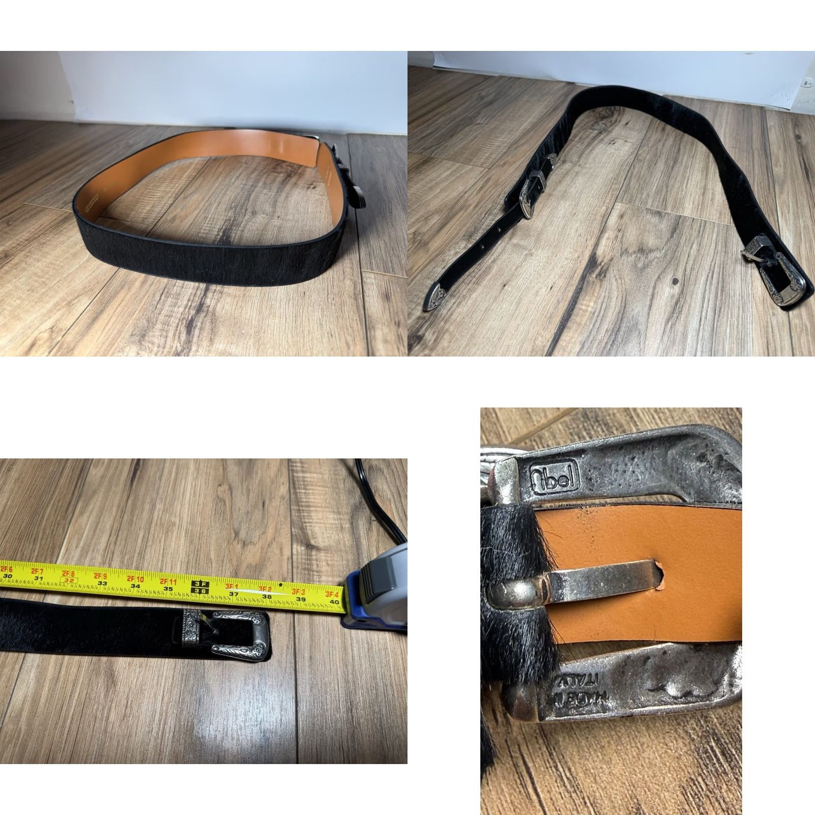 PONY Maison Boinet Belt Women's Dress Belt Black Pony Hair Leather Double Buckle 34/85 Gold Brass Hinged Closure Non Adjustable Nice Condition Size ONE SIZE - 8 Thumbnail