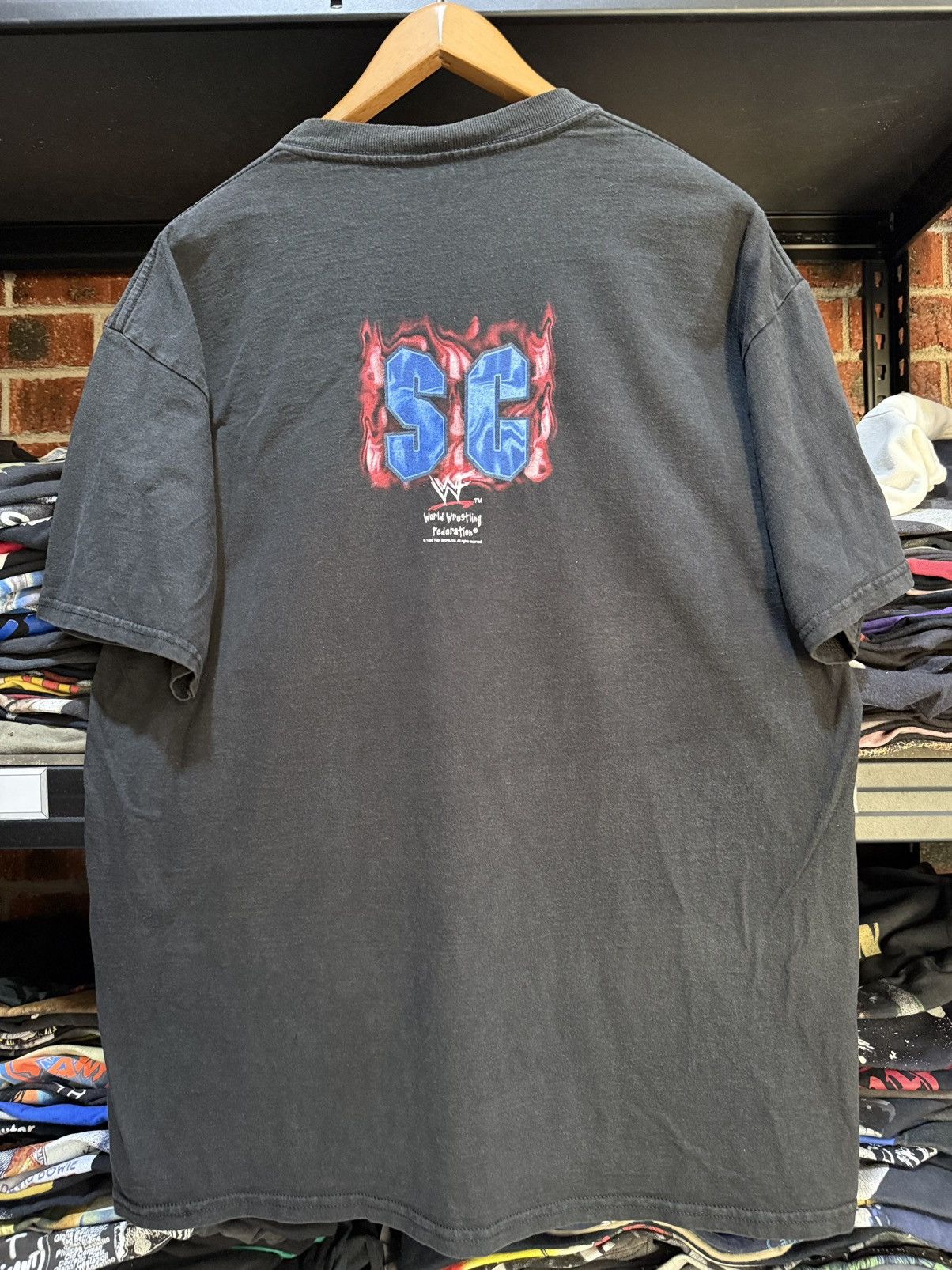 WWF Thrashed Vintage 90s Stone Cold Steve Austin Flame Sun Faded Size US XL / EU 56 / 4 - 3 Thumbnail