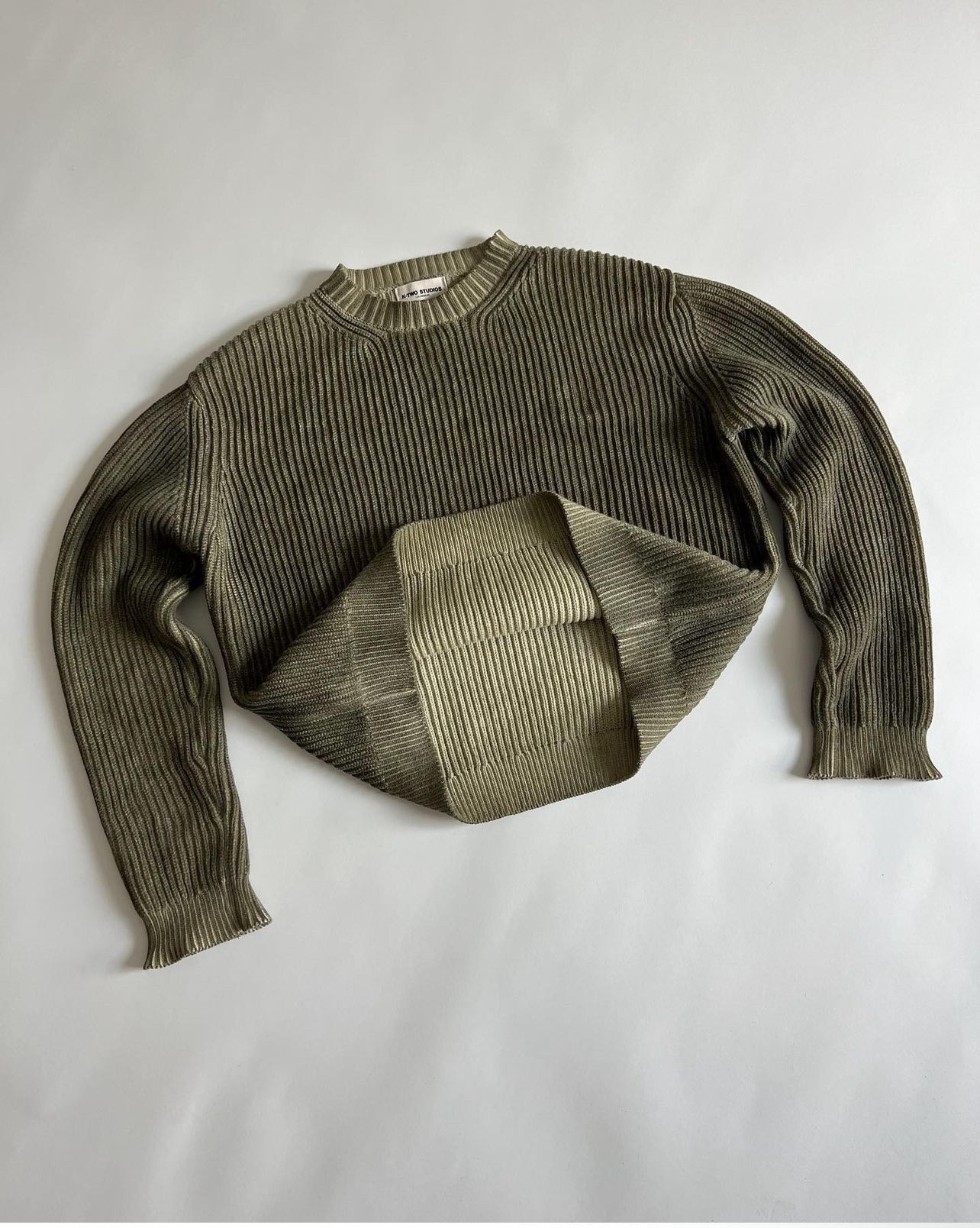 image of K Two Studios K-Two Studios Dyed Fisherman Knit "green" Large, Men's